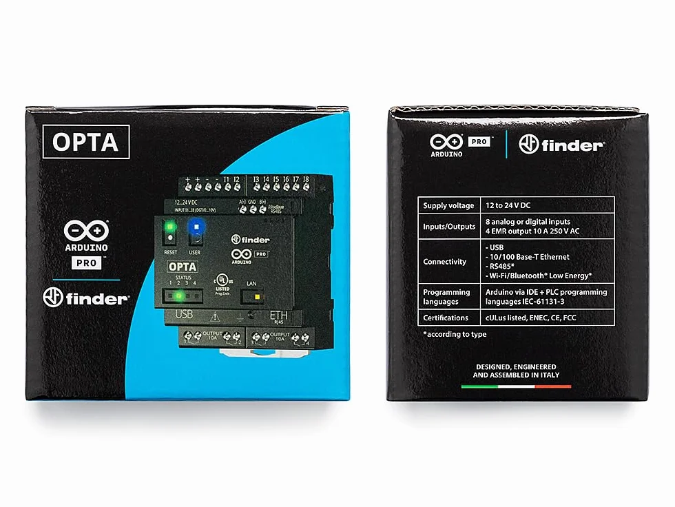 Arduino Opta Lite [AFX00003]: controlador compacto para IoT industrial con E/S digitales, entradas analógicas, compatibilidad con Modbus y Edge Computing para sistemas de automatización y control
