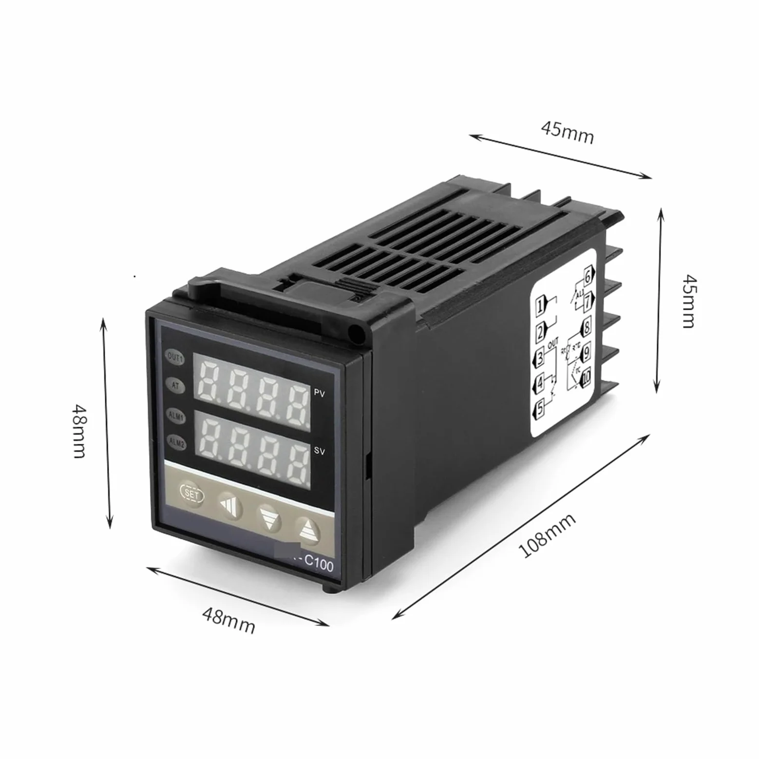 1 Uds REX-C100 controlador de temperatura PID AC110V-240V con SSR-40DA PT100 termopar disipador de calor relé de entrada o salida SSR(C100-V-AN PT100 SET2)