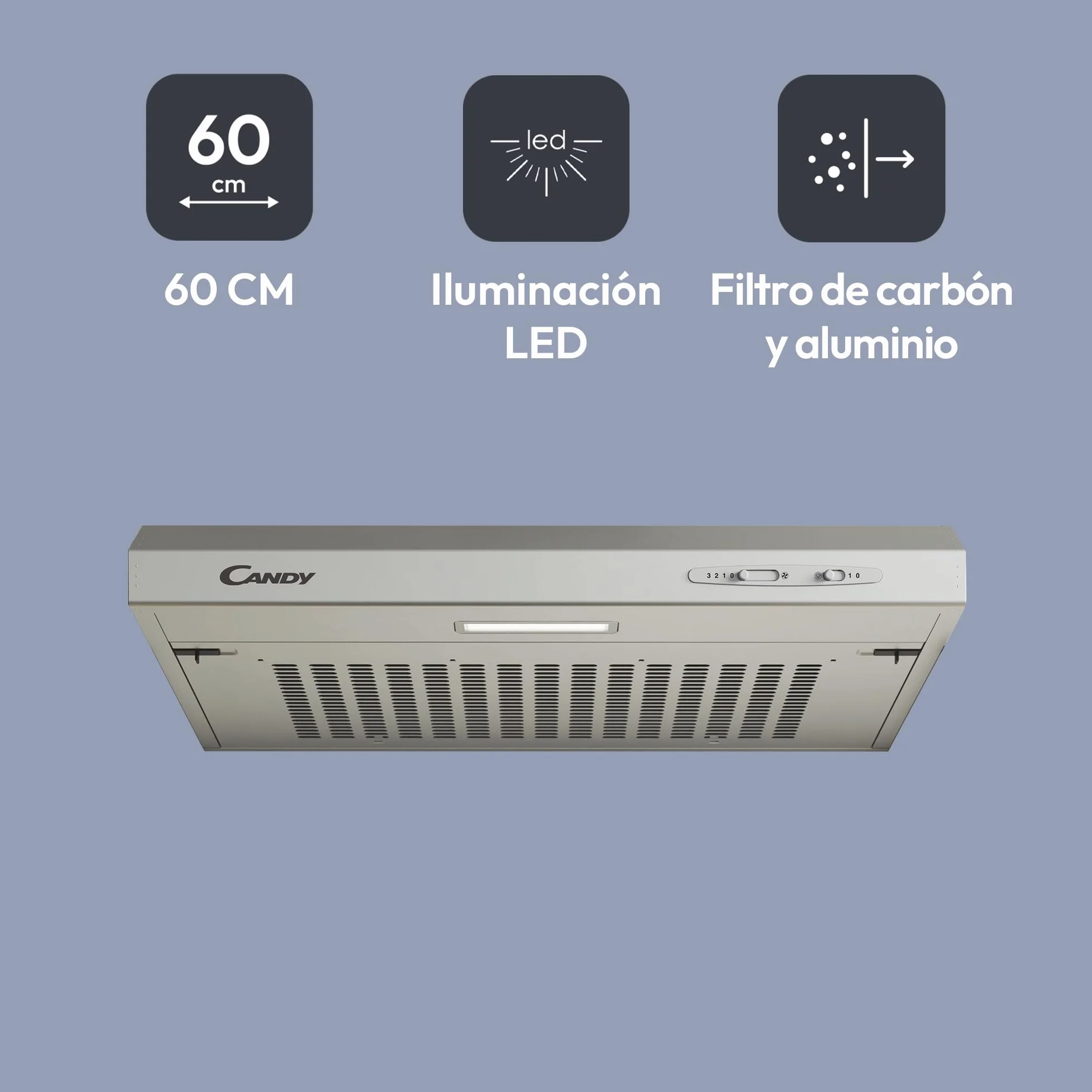 Candy CFT610/5S Campana 60 cm 208 m³/h LED 87.5 W Silver