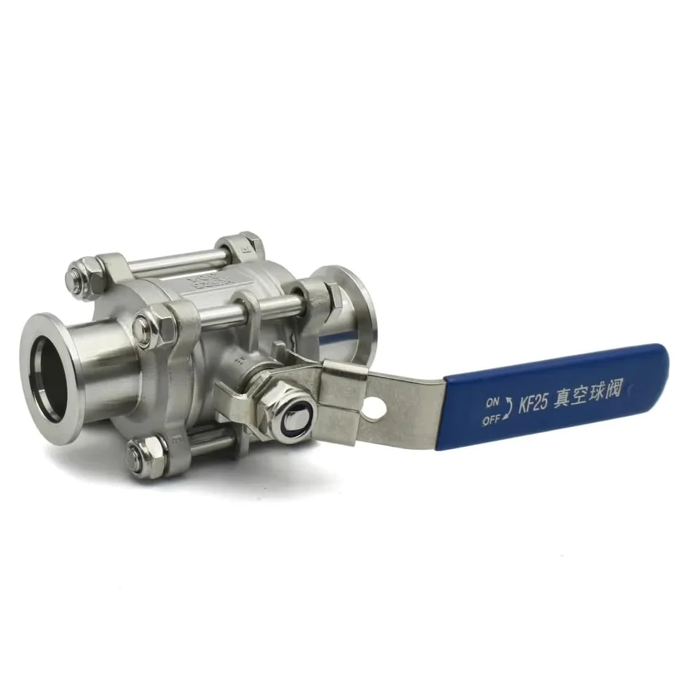 1 Válvula De Bola De Alto Vacío KF16/KF25/KF40/KF50 De 3 Piezas, Acero Inoxidable SUS304, Sello De PTFE, Válvula Manual De Brida Rápida(KF25)