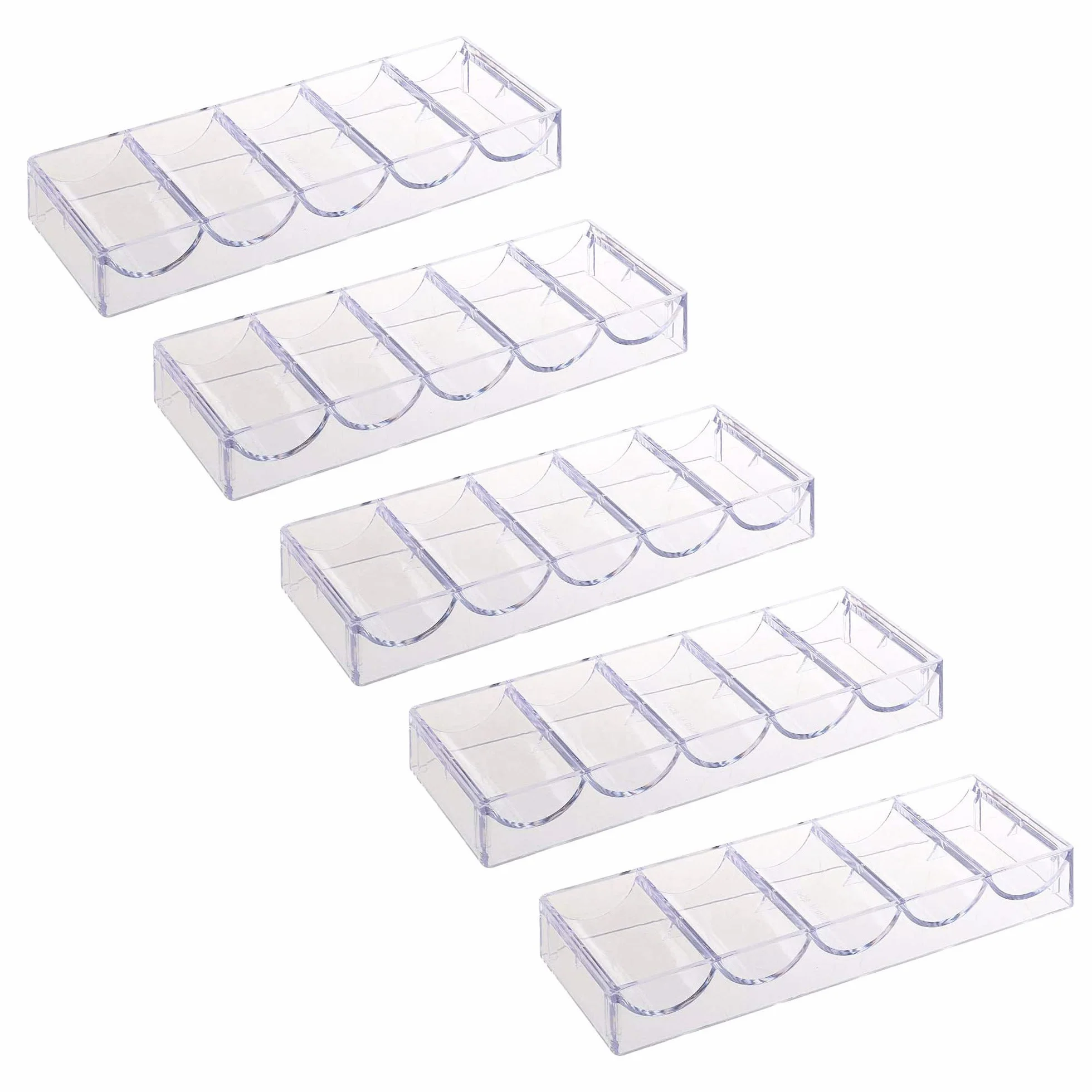 POFET 5 piezas acrílico fichas póquer 100 fichas almacenamiento 20,5x7,8x2,8 cm