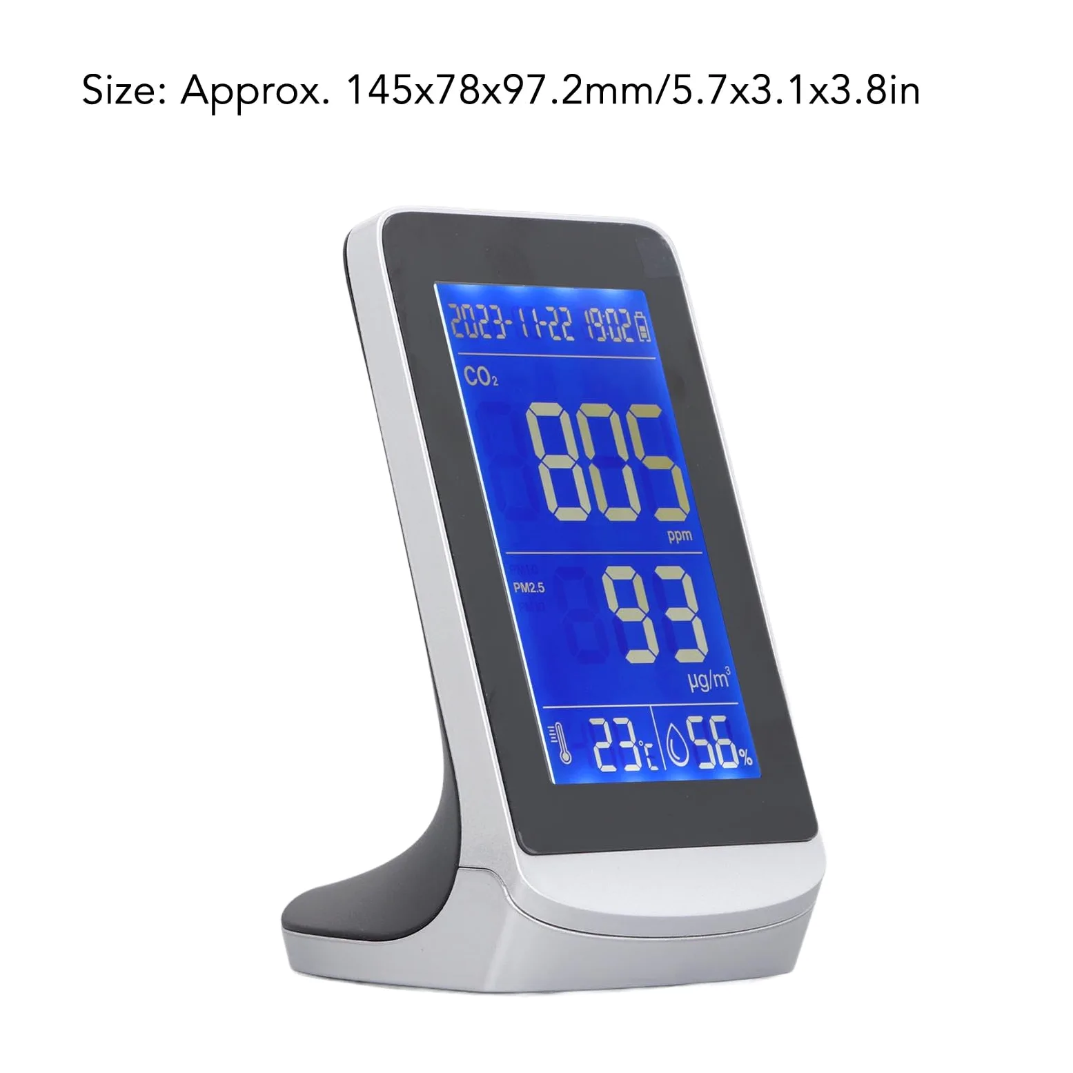 Monitor de calidad del aire con sensor infrarrojo NDIR, detector de partículas PM2.5/PM10, medidor de temperatura y humedad con batería de 3000 mAh para espacios