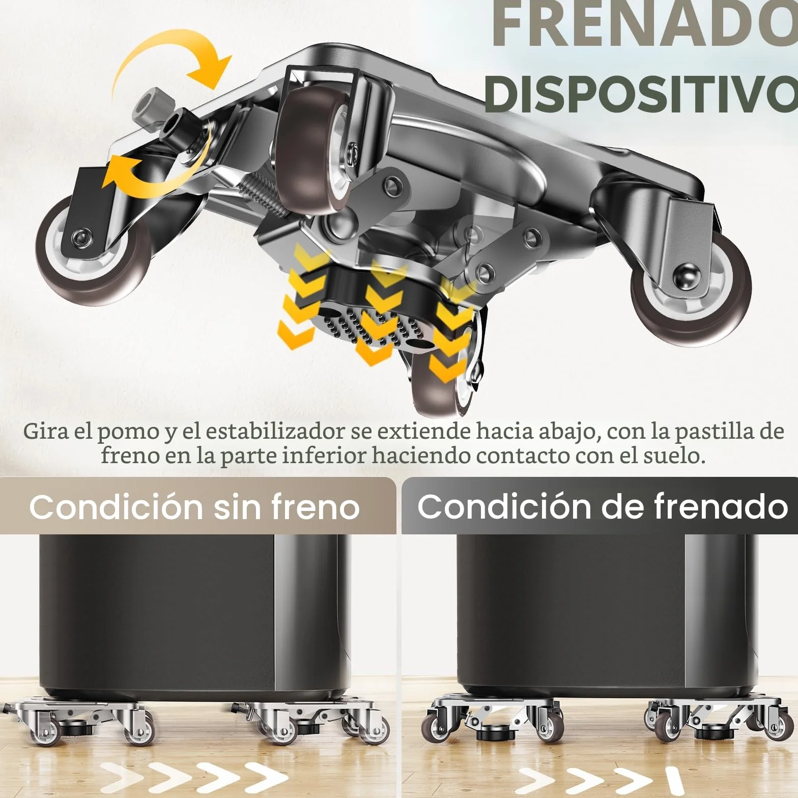 Kit de Transporte de Muebles con Función Parking, Carrito con Estabilizadores, Placa de Acero al Carbono Reforzada, Capacidad 500kg