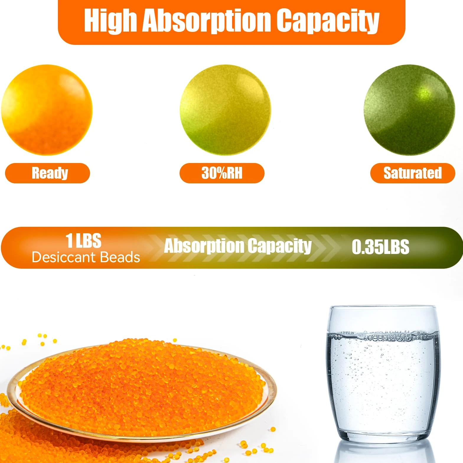 abalorio desecantes de gel de sílice naranja (2,5 kg)