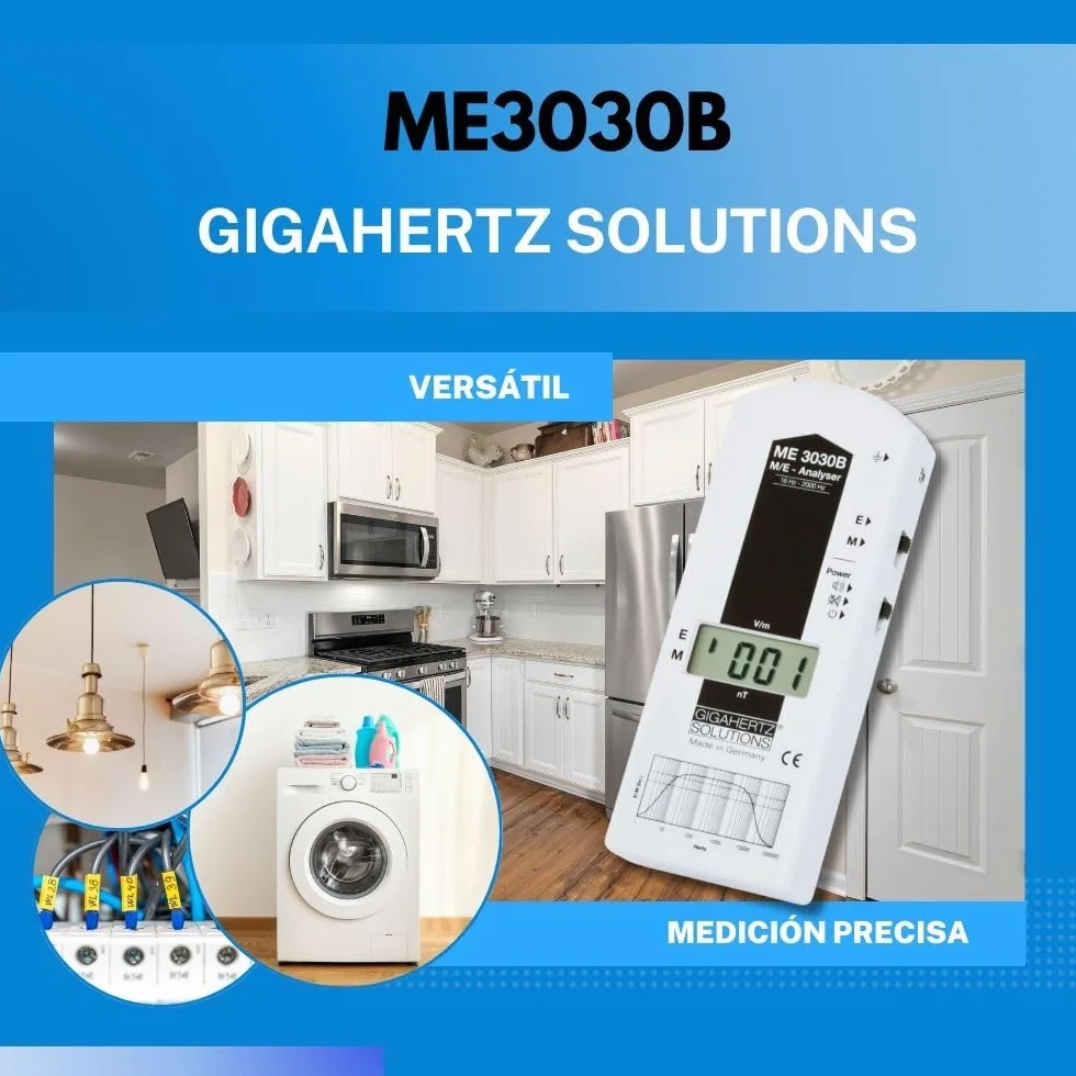 Gigahertz Solutions Medidor de CEM ME3030B | Baja frecuencia | 16Hz-2kHz | Medidor de Electrosmog para una medición fiable y precisa | Intensidad de campo eléctrico y magnético | Fabricado en Alemania