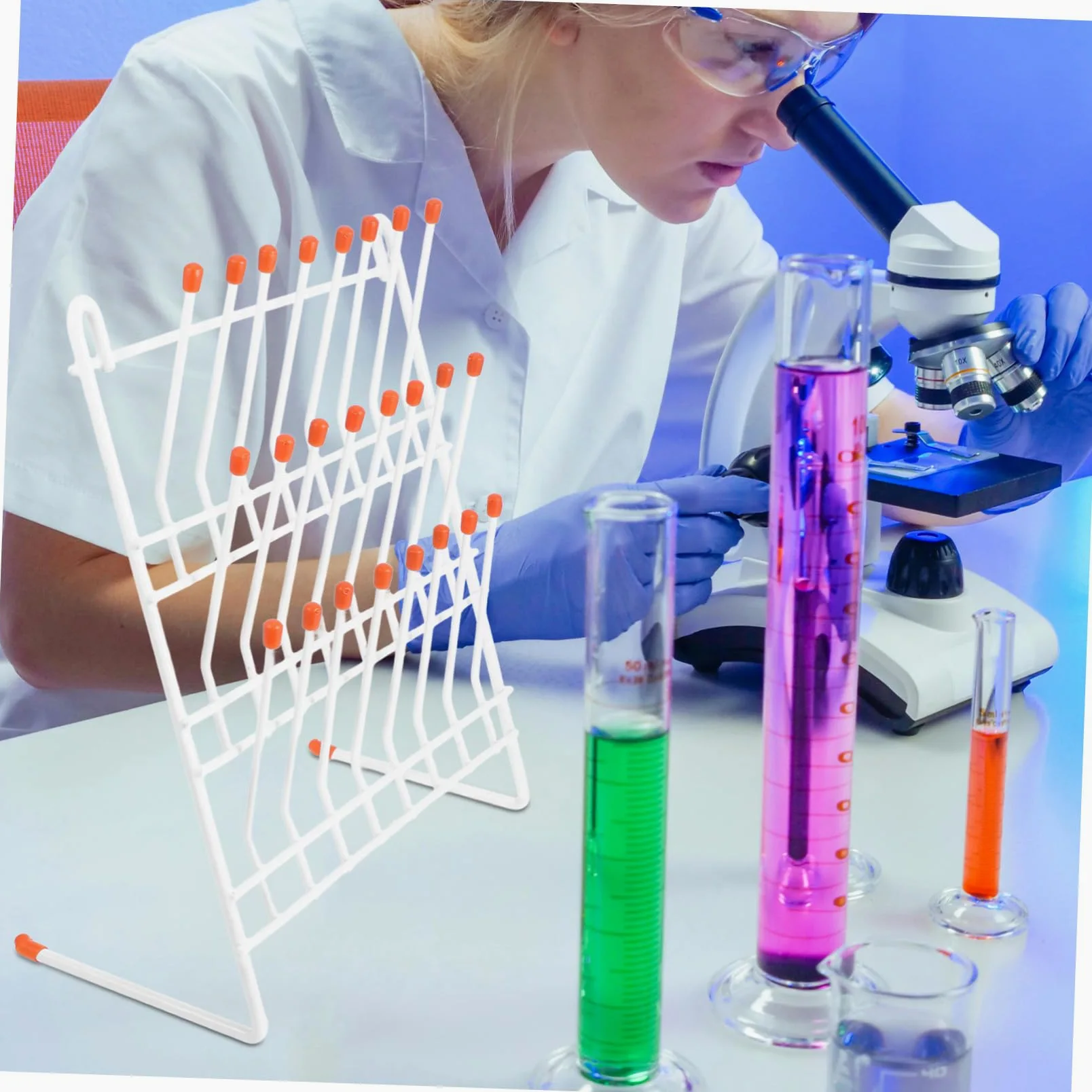Beaupretty Rejilla de Goteo para Laboratorio Posiciones Soporte para Secado de Vasos Rejilla para Tubos de Ensayo Escurrevasos para Secado de Probetas