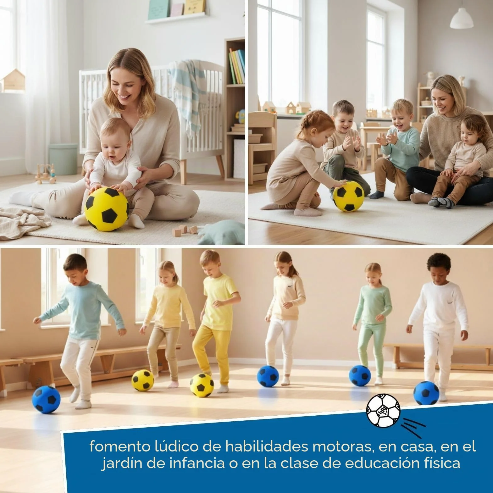 alldoro 63103 Balón de Espuma 20 cm Amarillo Fútbol para Niños 18 Meses