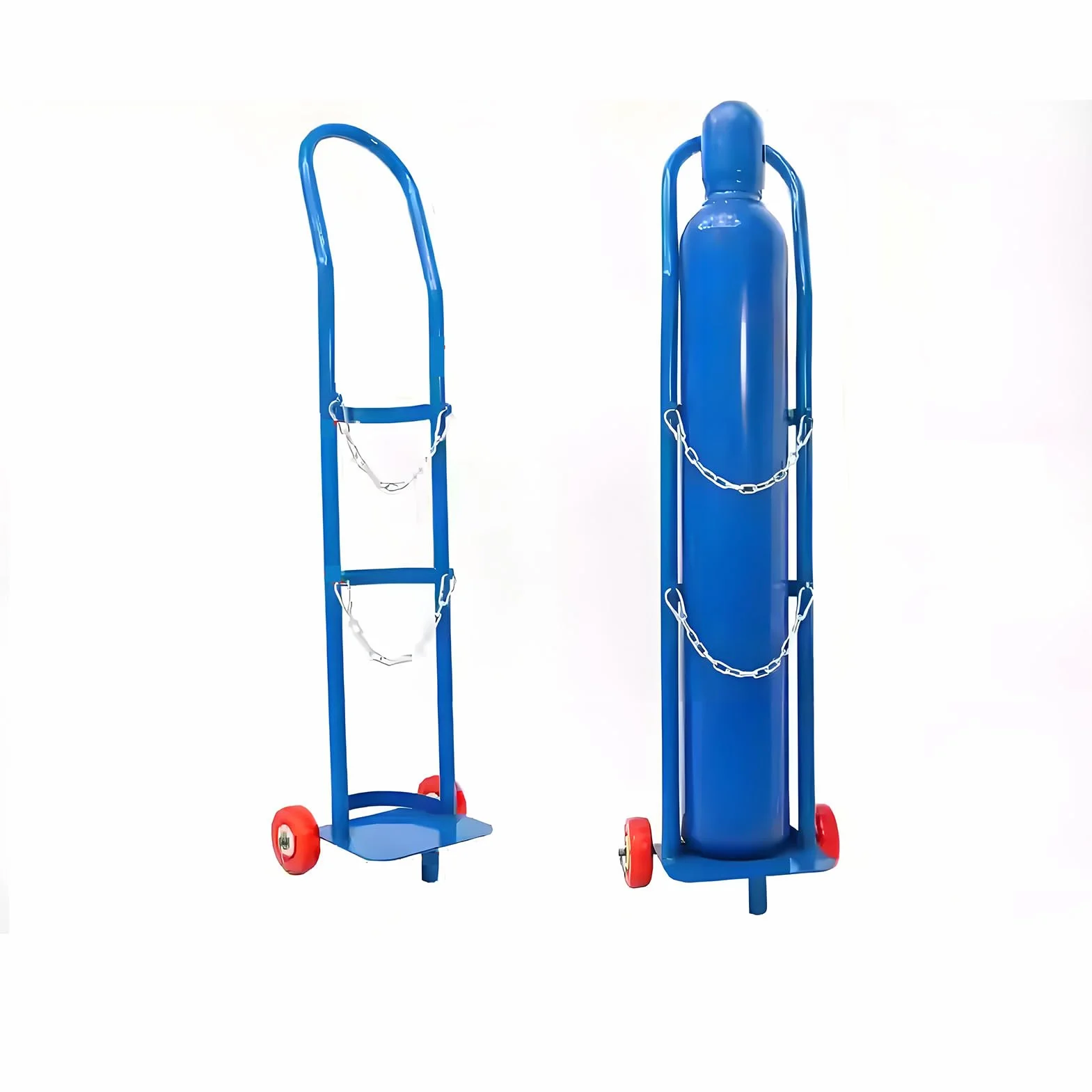 Carro cilíndrico de gas de acero inoxidable con ruedas y cadena de seguridad, cilindro de gas de soldadura ligero para transporte y almacenamiento