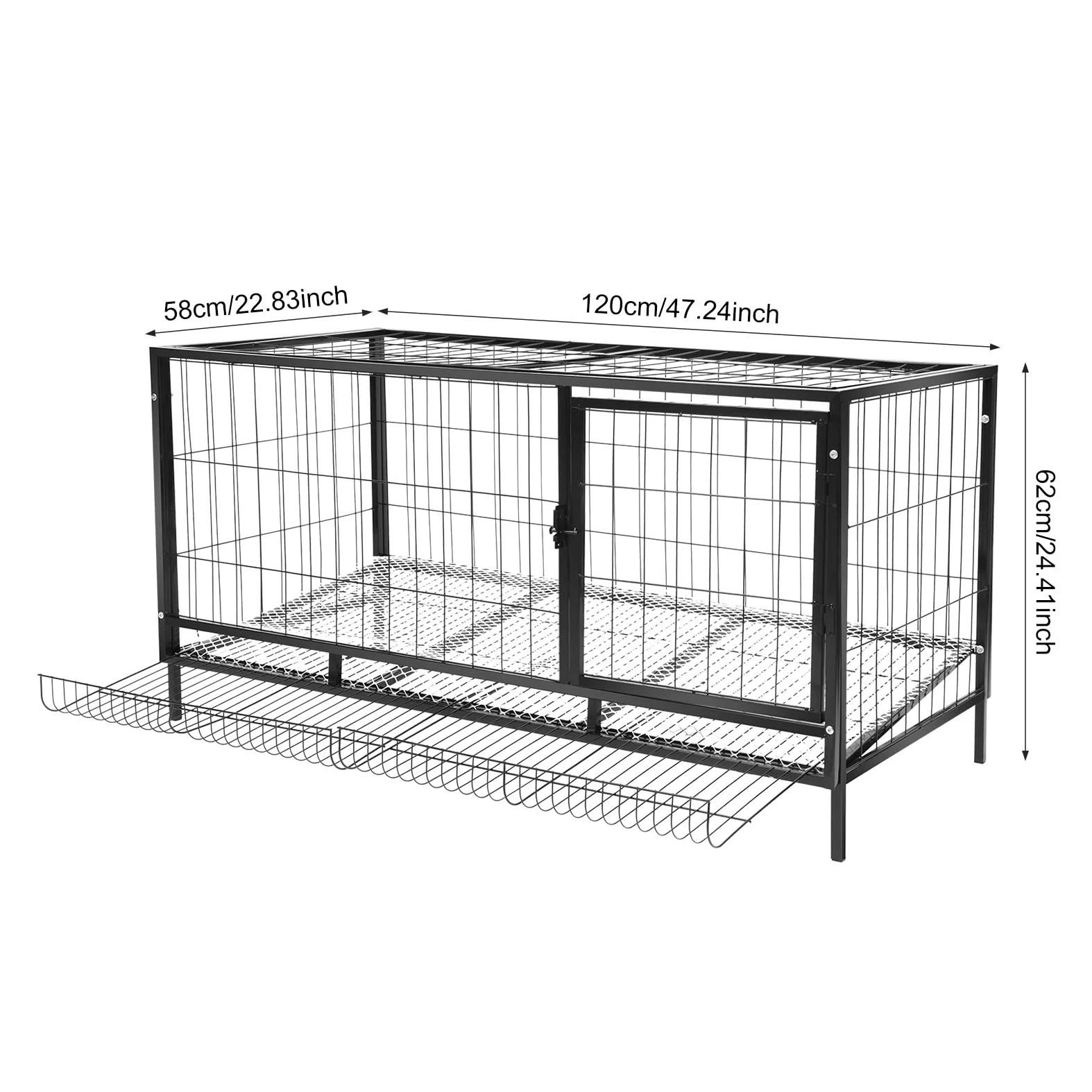 Gallinero para interior y exterior con recolección automática de huevos, 120 x 58 x 62 cm, para 9 – 10 grifos, techo desmontable, construcción de hierro resistente, color negro