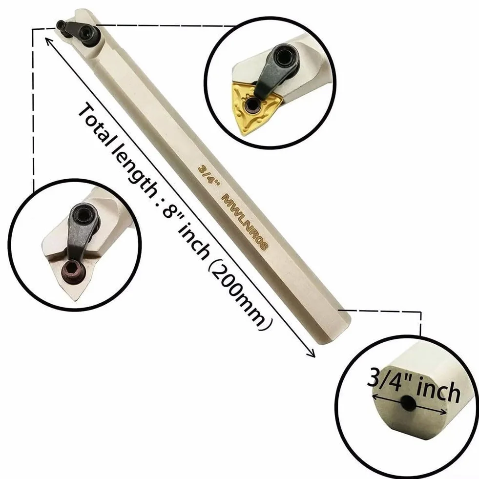 Niceminiwall ZQ1616R-2 Herramienta de ranurado de corte de ranurado + 10 piezas de insertos de torneado de carburo SP200 para CNC