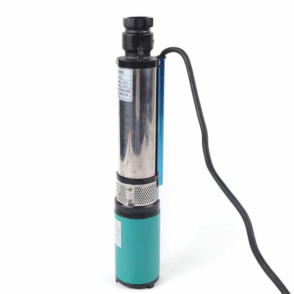 Bomba de inmersión solar para pozos profundos, CC 24 V, 320 W, acero inoxidable, 5 m³/h, 25 m