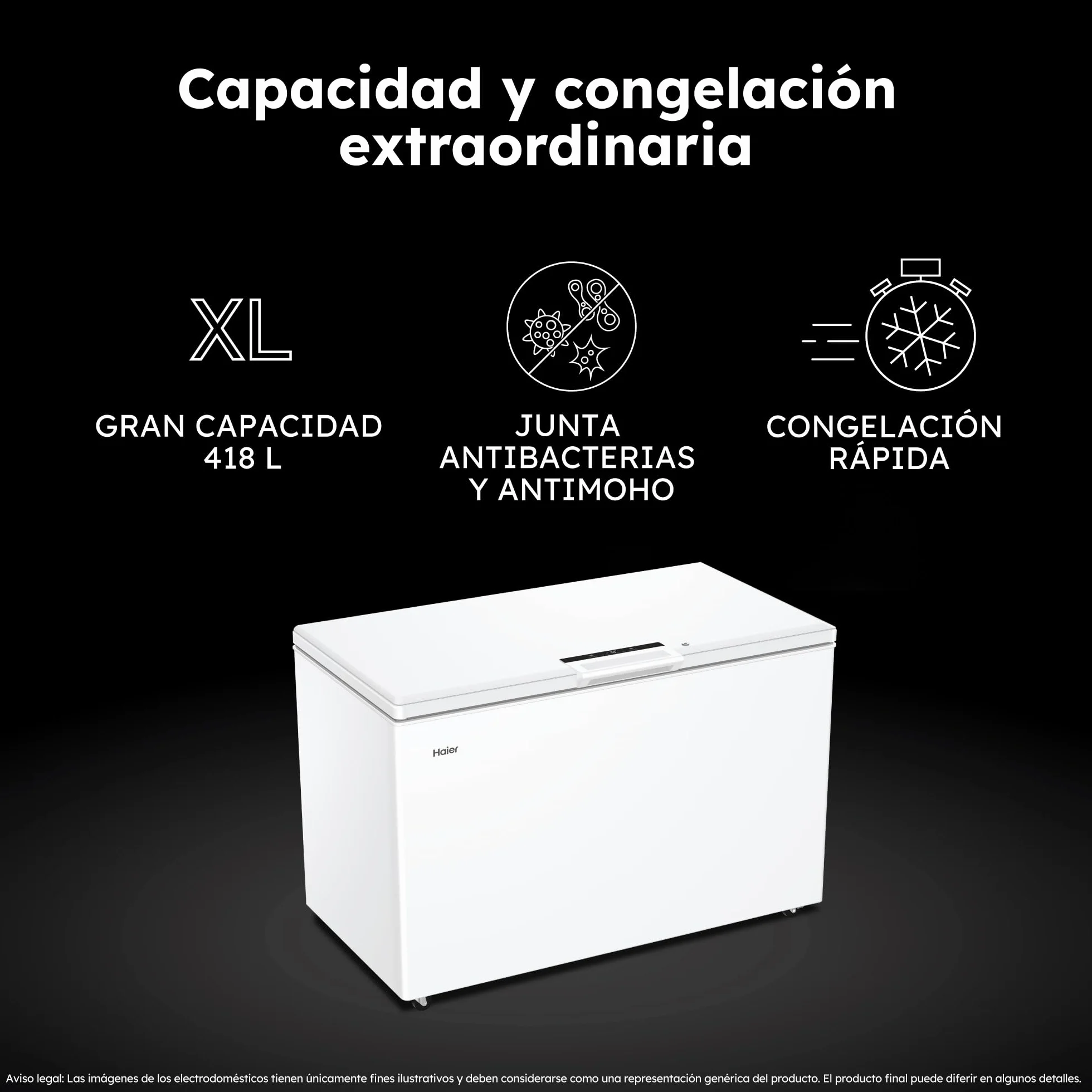 Haier HCE420E Congelador Horizontal 418 L 132 cm Fast Freeze Display Digital Blanco