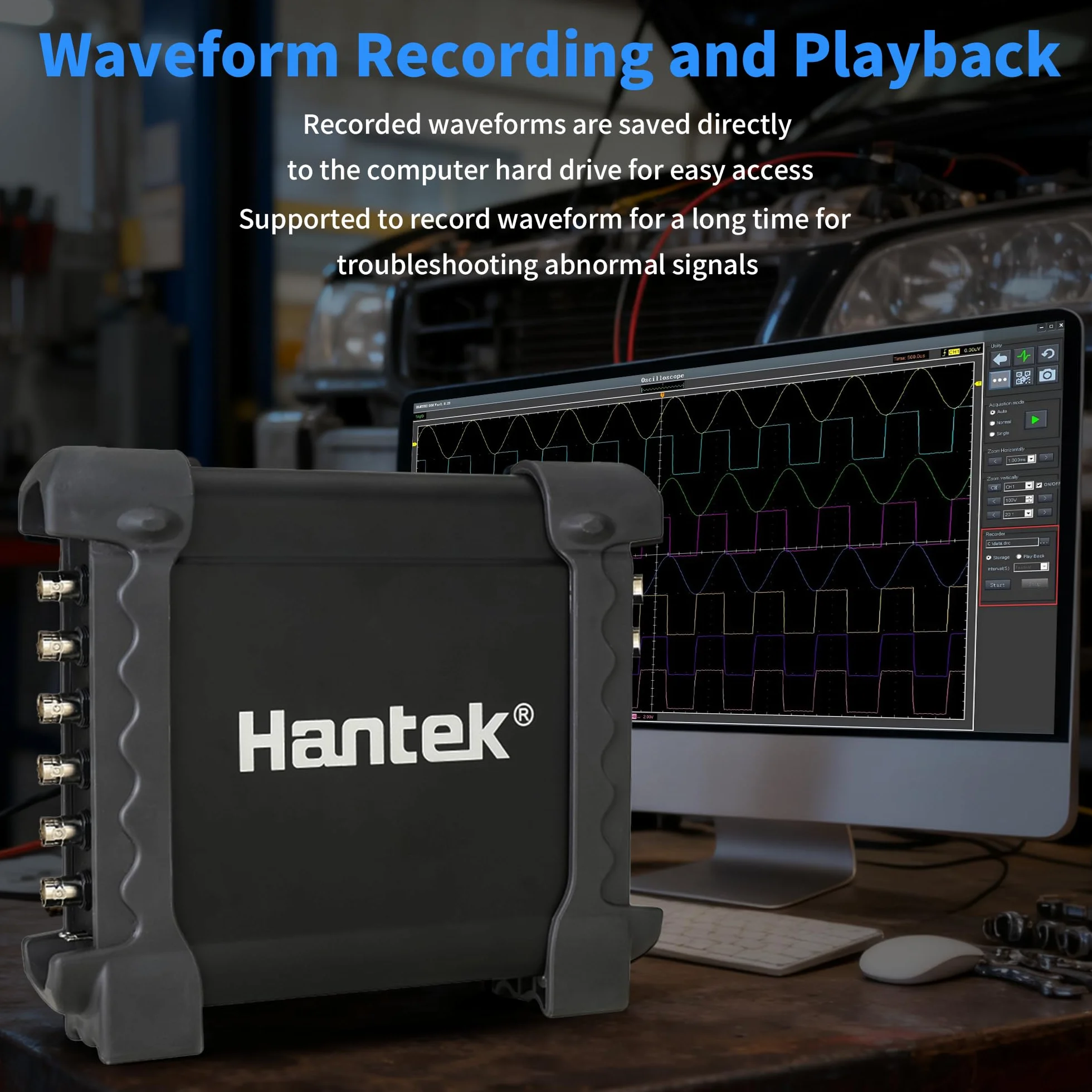 Hantek 1008C Osciloscopio Digital/DAQ/Generador Programable para Vehículos con 8 Canales