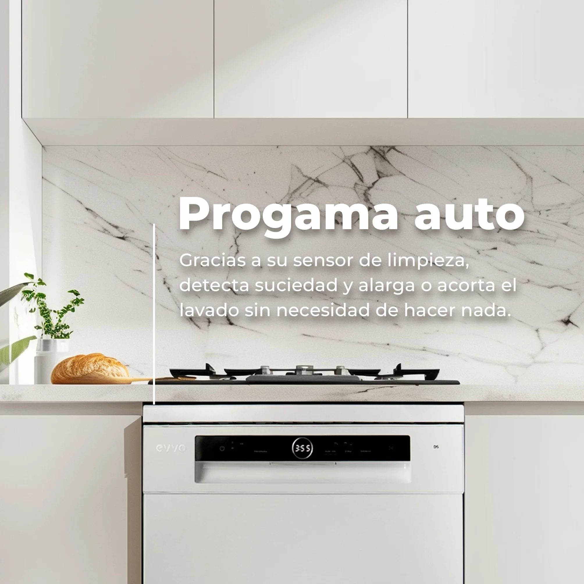 EVVO Lavavajillas 60 cm 14 Cubiertos Tercera Bandeja Eficiencia B 8 Programas D5X Inox