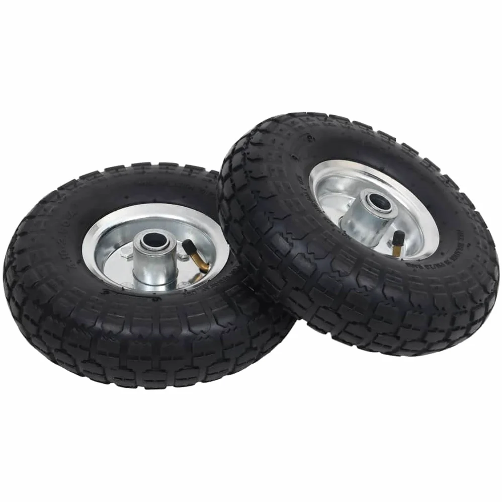2 ruedas para carretilla, 2 unidades, 260 x 83 mm, goma 4,10 3,50-4, llanta de metal, resistente a pinchazos, 100 kg por rueda, para carretillas, carros de mano, carros de transporte, taller