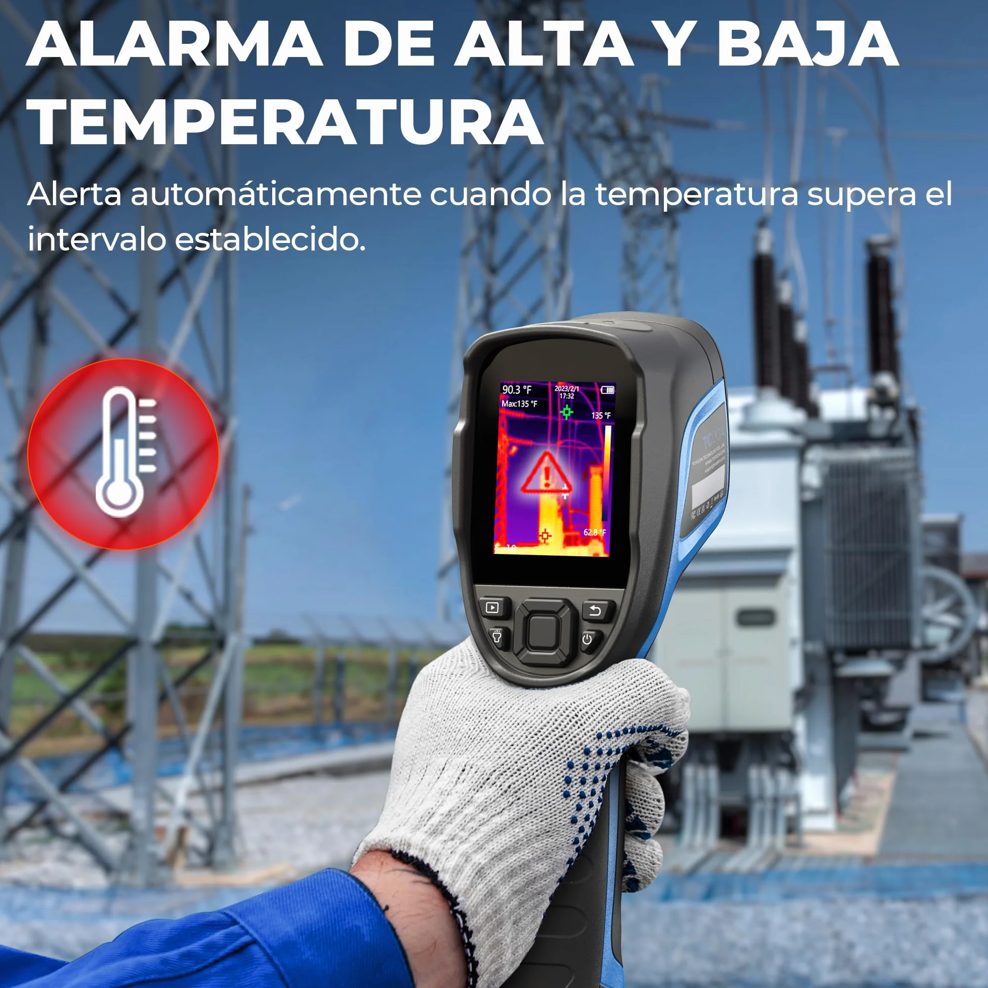TOPDON TC004 Camara Termica, 320x240 TISR alta Resolución, Cámara Termográfica Infrarroja Profesional con Análisis de PC y Grabación de Video, 16GB Tarjeta Micro SD, Duración de Batería de 12 Horas