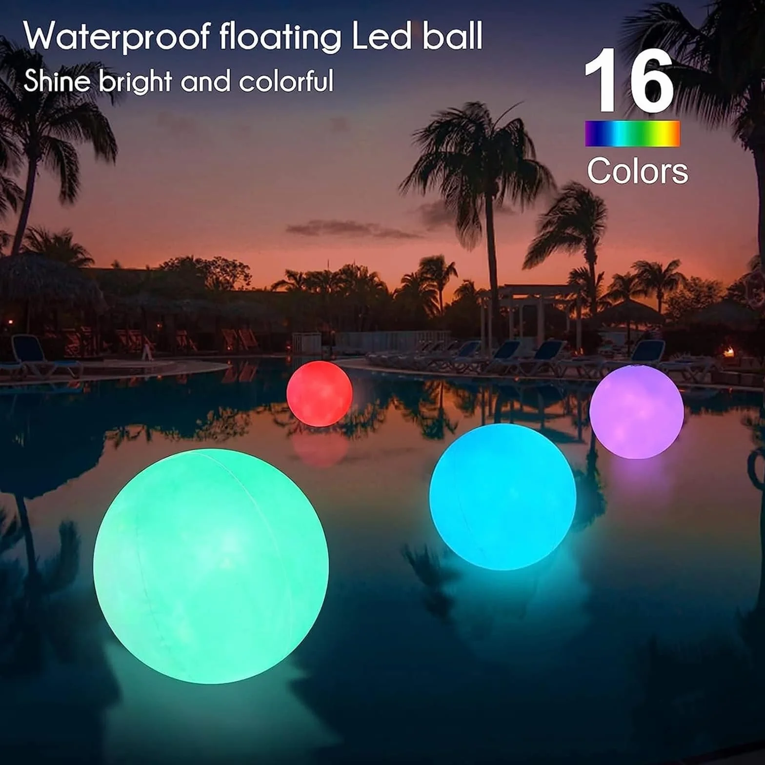 DAZZTIME Pelota Gigante Hinchable LED 2 Piezas Luz de Piscina Juegos de Agua