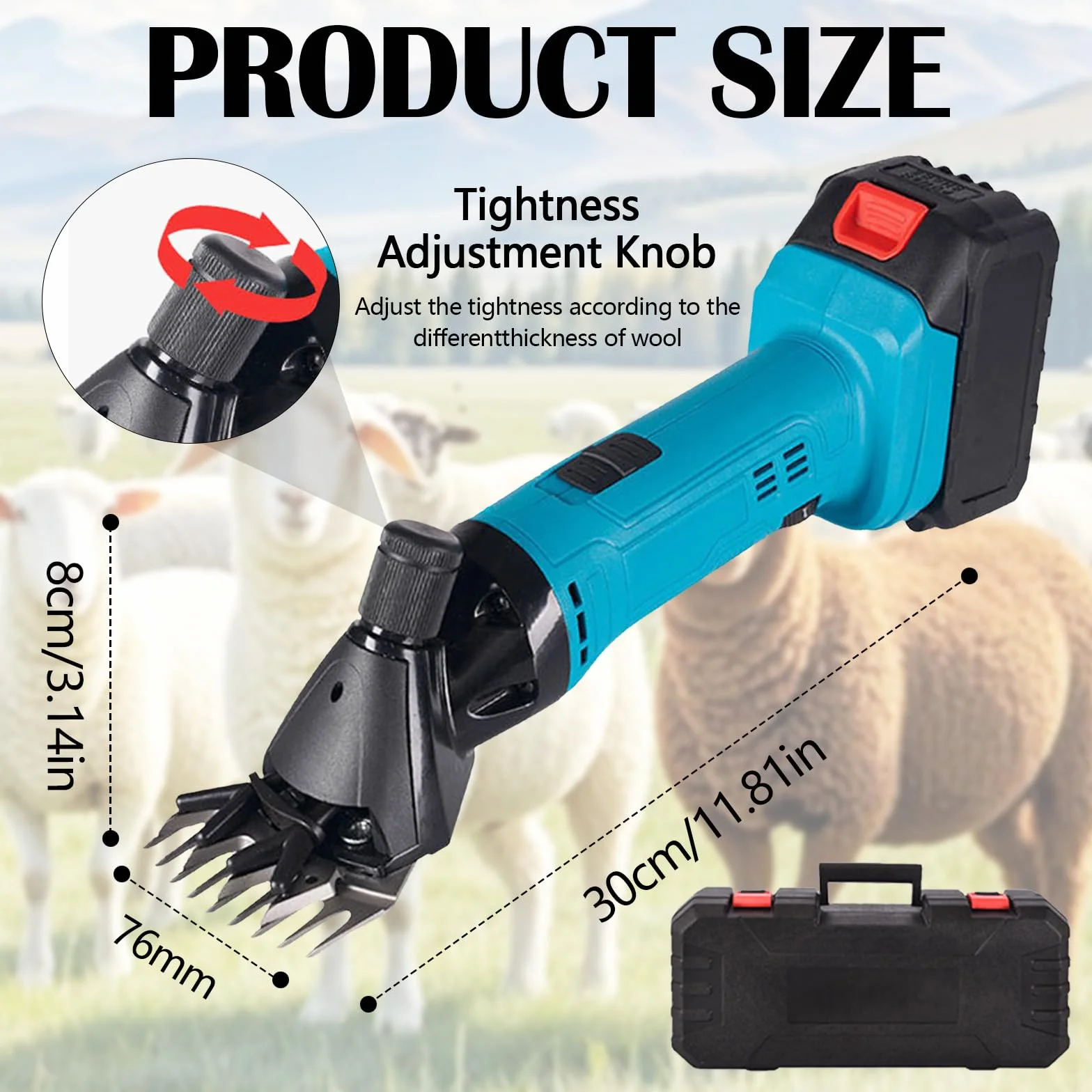 Esquiladora de Ovejas, 3000mah Esquiladora Profesional de Ovejas Esquiladora EléCtrica A BateríA 6 Velocidades Ajustables con 2 BateríAs para Ovejas Cabras Alpacas y Ganado Vacuno
