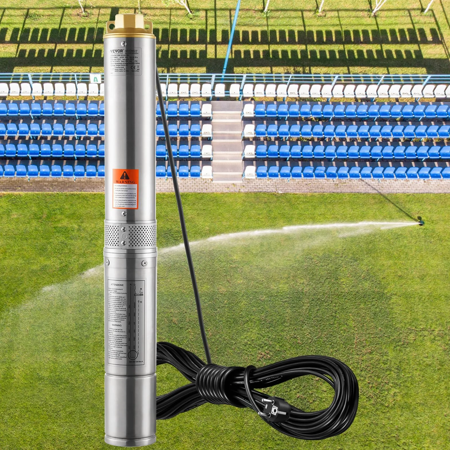 VEVOR S220V370W Bomba de agua para pozos profundos, plata