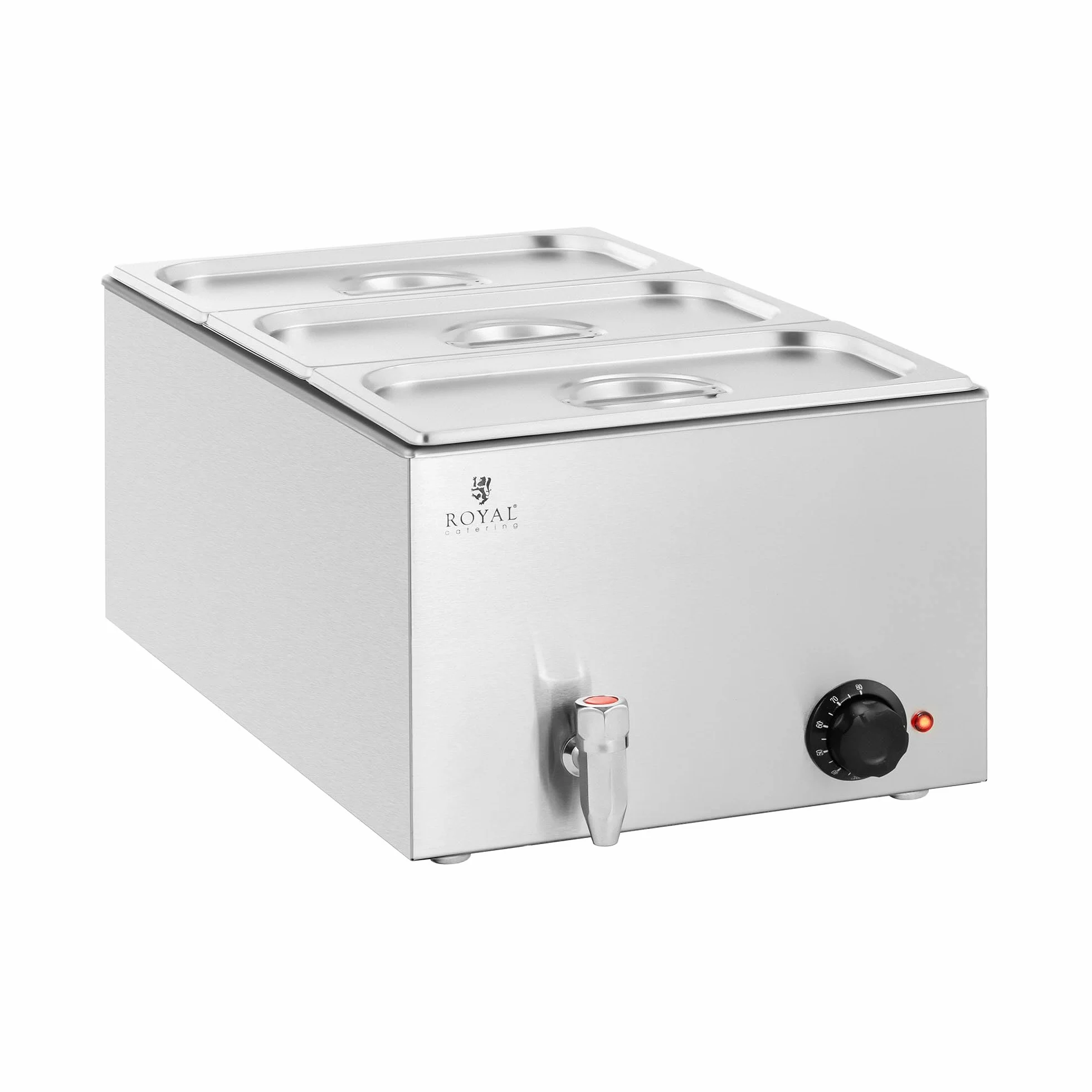 Royal Catering Baño María Profesional 600 W 3 x 5,5 L GN 1/3