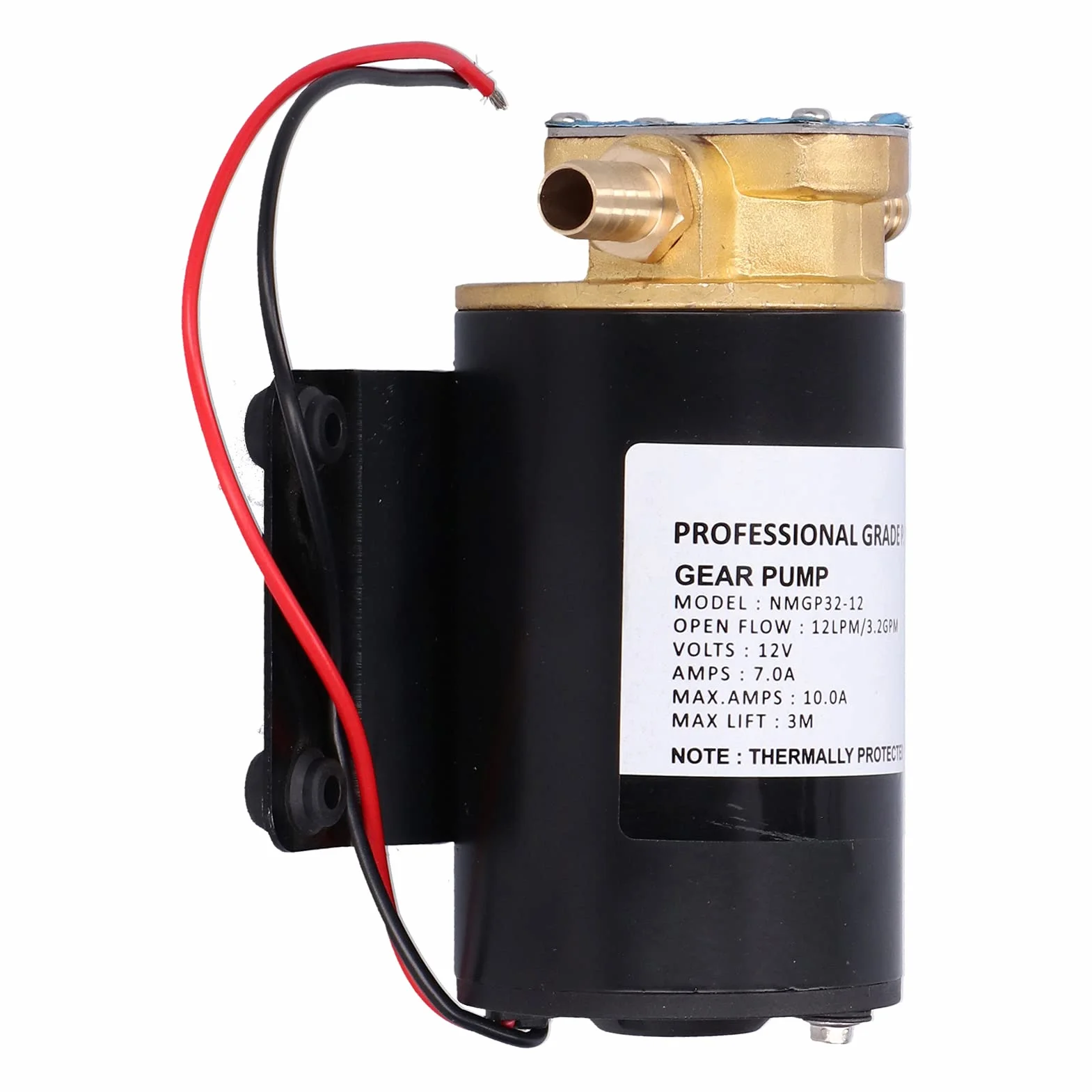Fydun Bomba de engranajes de impulsor 12V 12LPM Elevación aubante de 9,8 pies para transferencia de agua/combustible/recuperación/aceite