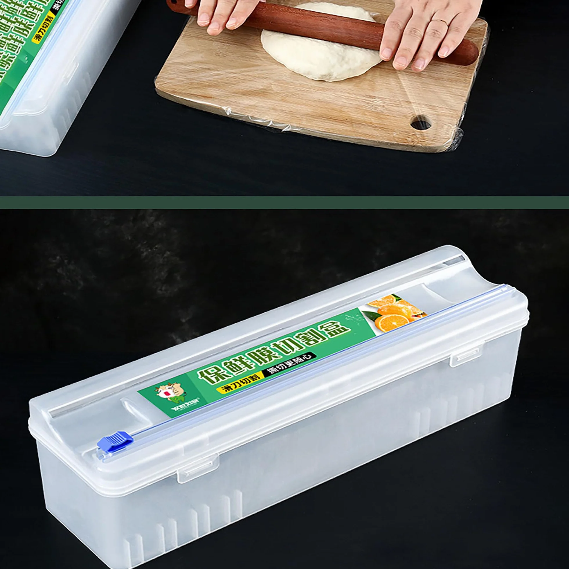 Dispensador Envoltura de Plástico y Cortador Papel Aluminio, Caja Corte Film Transparente para Cocina