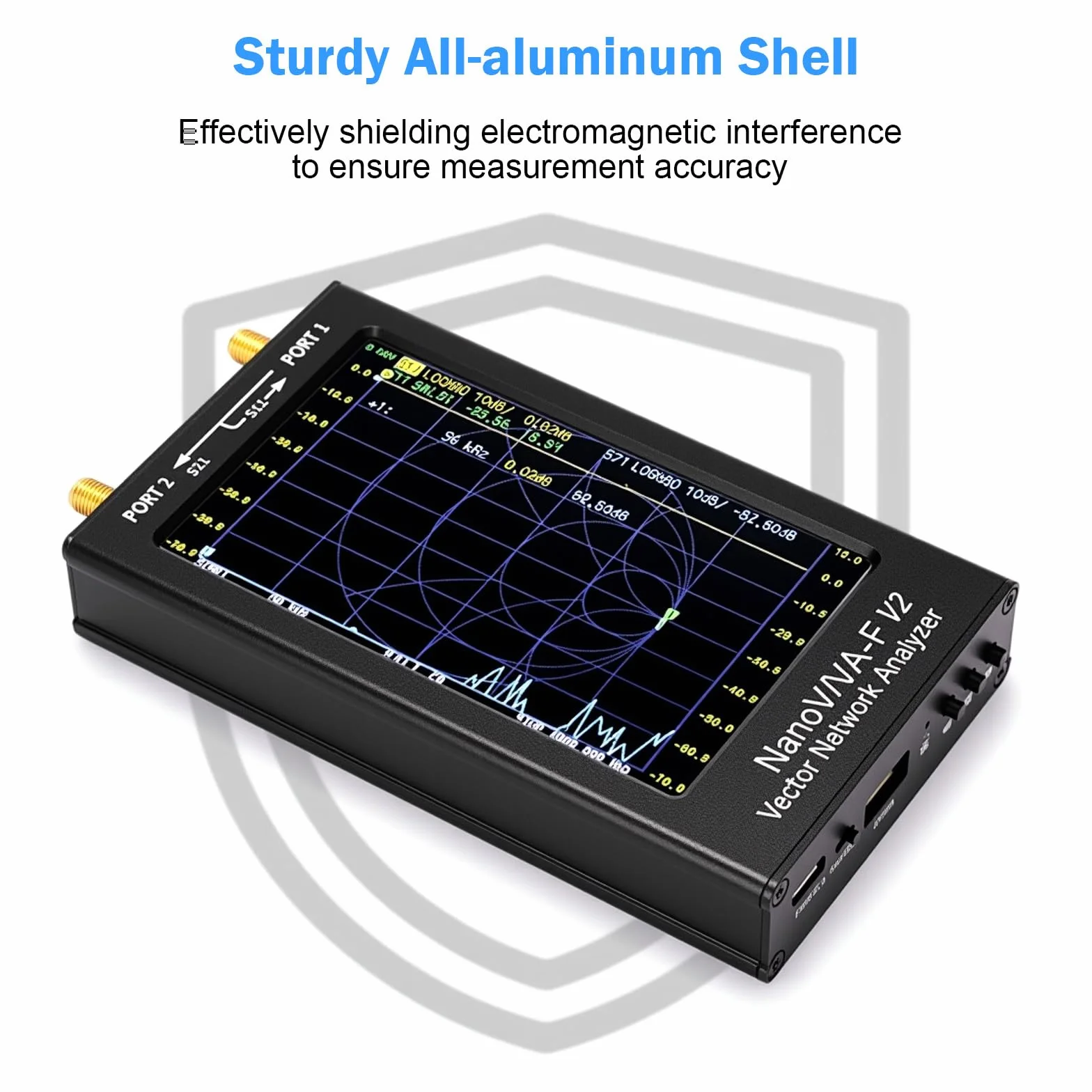 AURSINC NanoVNA-F V2 Analizador de Redes Vectoriales 50KHz-3GHz HF VHF UHF VNA Pantalla de 4,3 Pulgadas Analizador de Antena Medición de S-Parameter,Voltaje SWR, Fase, Retardo, Smith Chart