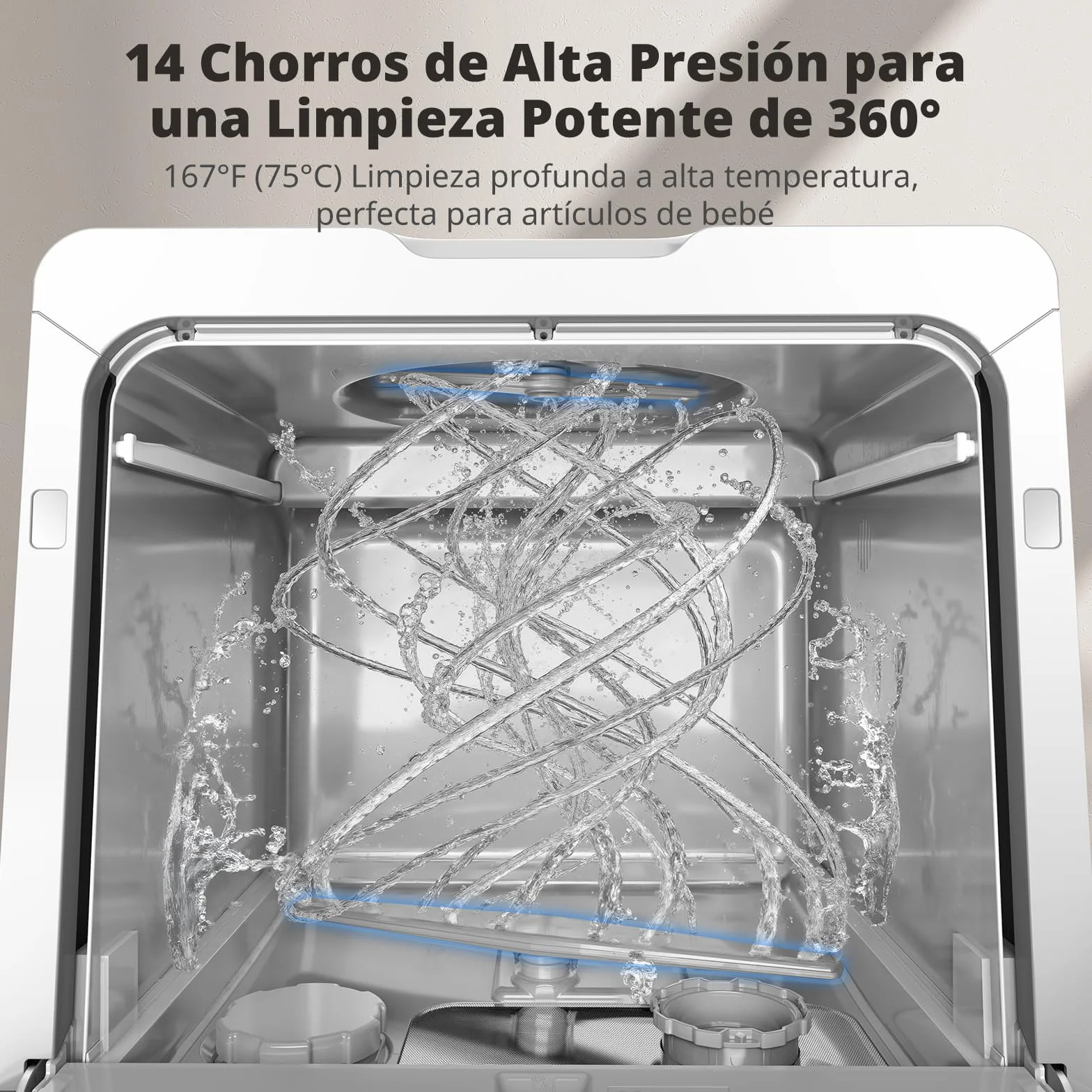 AIRMSEN Mini Lavavajillas Portátil 5L 8+3 Programas Inicio Diferido 1-18h Ablandador Agua Bloqueo Infantil