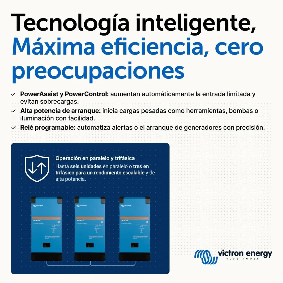 Victron Energy MultiPlus 2000VA 12-Voltios 230V Inversor de Onda sinusoidal Pura 80 amperios Cargador de batería