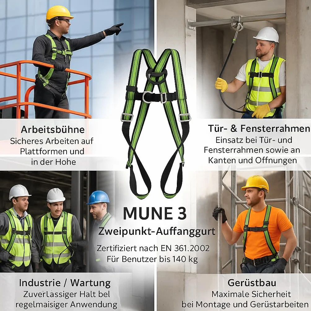 Kratos Safety Mune 3 Cinturón de recogida de dos puntos con herramienta multifunción y 5 hebillas de ajuste EN 361