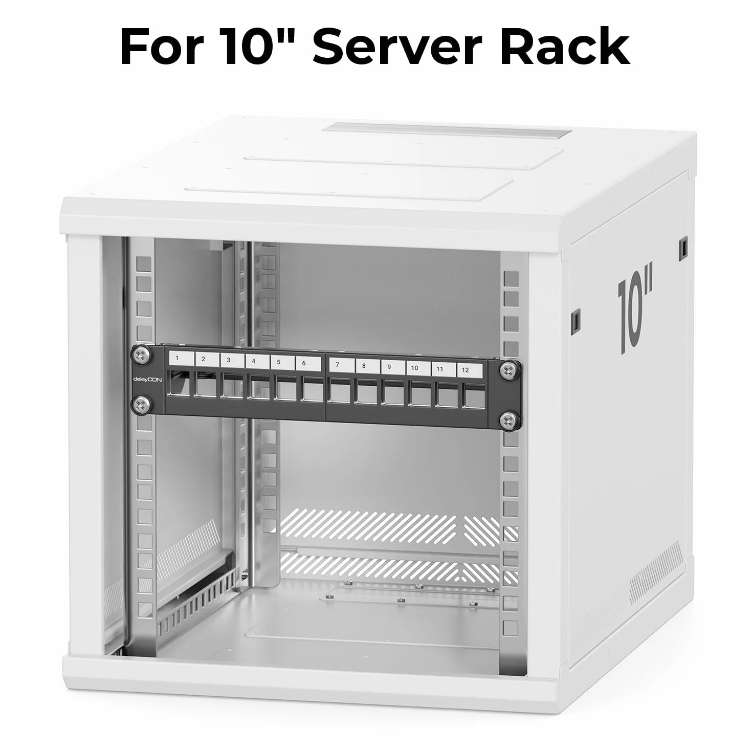 deleyCON Panel de conexión modular 12 puertos CAT 7 + 12 módulos Keystone 10 pulgadas negro