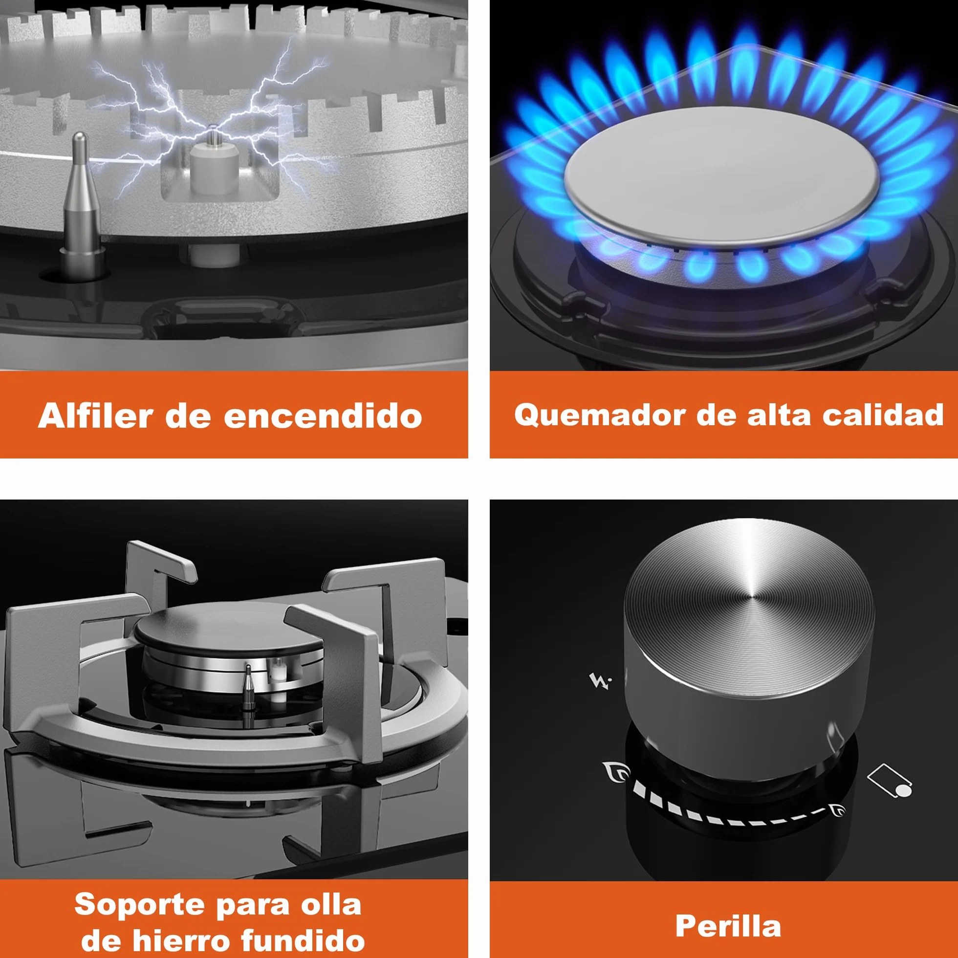 TOPWISH Placa de Gas Butano 2 Fuegos 4750W 30cm NG/LPG Convertible