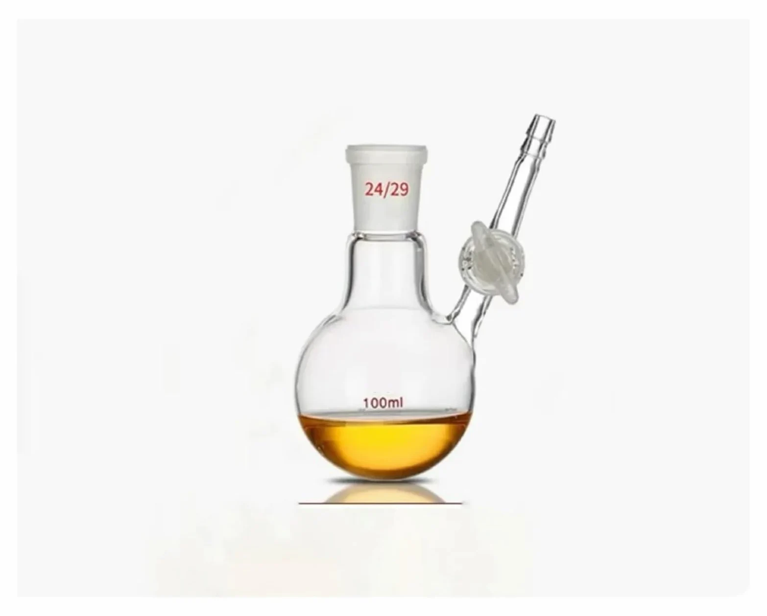 Frasco de reacción estándar individual con boca esmerilada, capacidad de 25 ml a 250 ml, junta 19/26-24/29, válvula de vidrio, matraz de reacción(250ml 24-29)