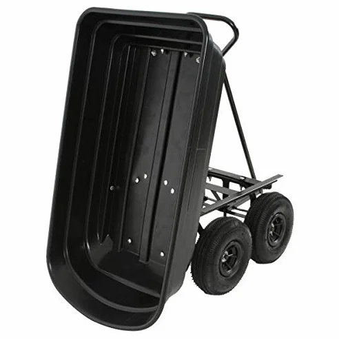 Varan Motors TC1801 Carrito de jardín con contenedor basculante, carrito transportador remolque con volquete, carga 250Kg máx.