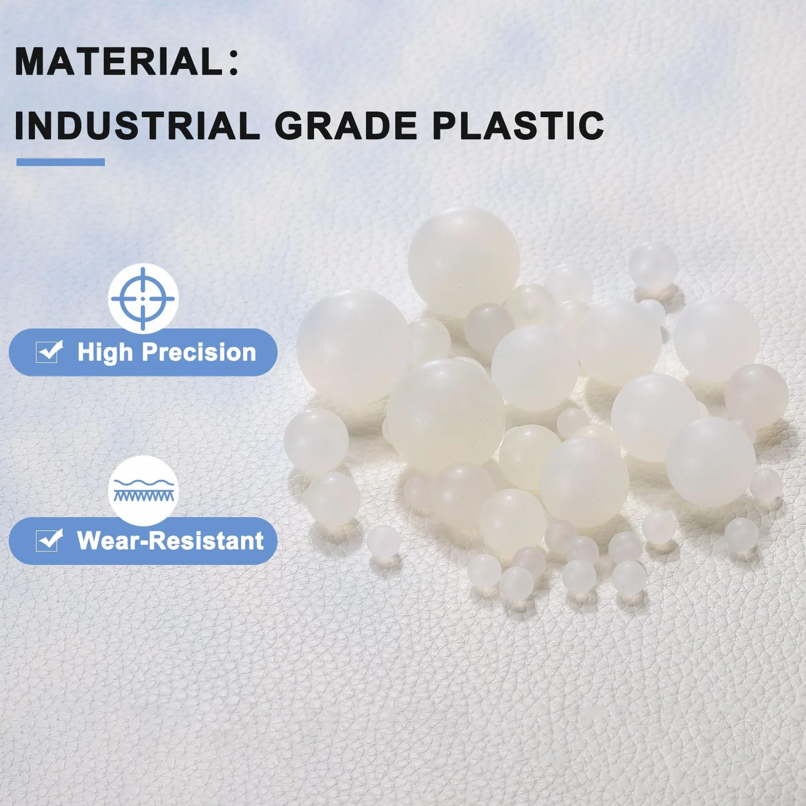 QUARKZMAN 300pcs Bolas de Rodamiento de Plástico PP 4.5mm, Bolas Sólidas de Precisión, Blanco