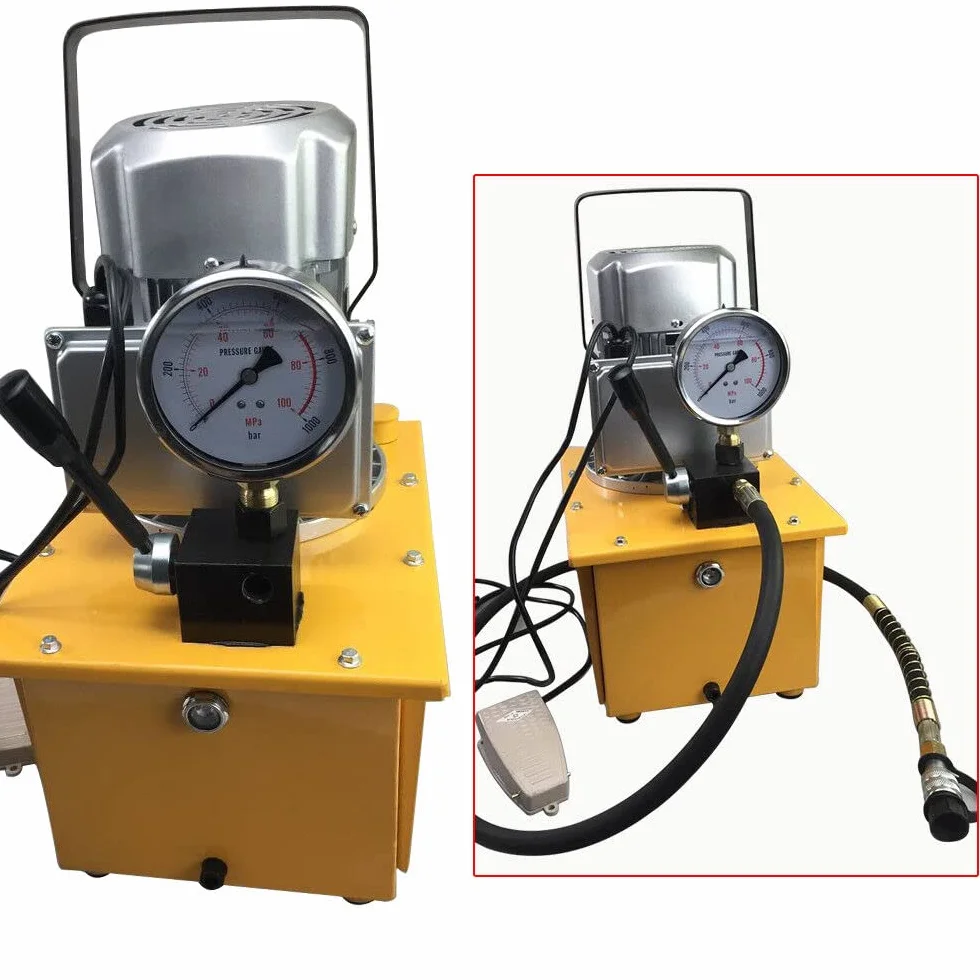 Bomba hidráulica eléctrica de 750 W, 700 bar, 220 V, unidad hidráulica dividida con manguera de aceite de 1,8 m, válvula manual