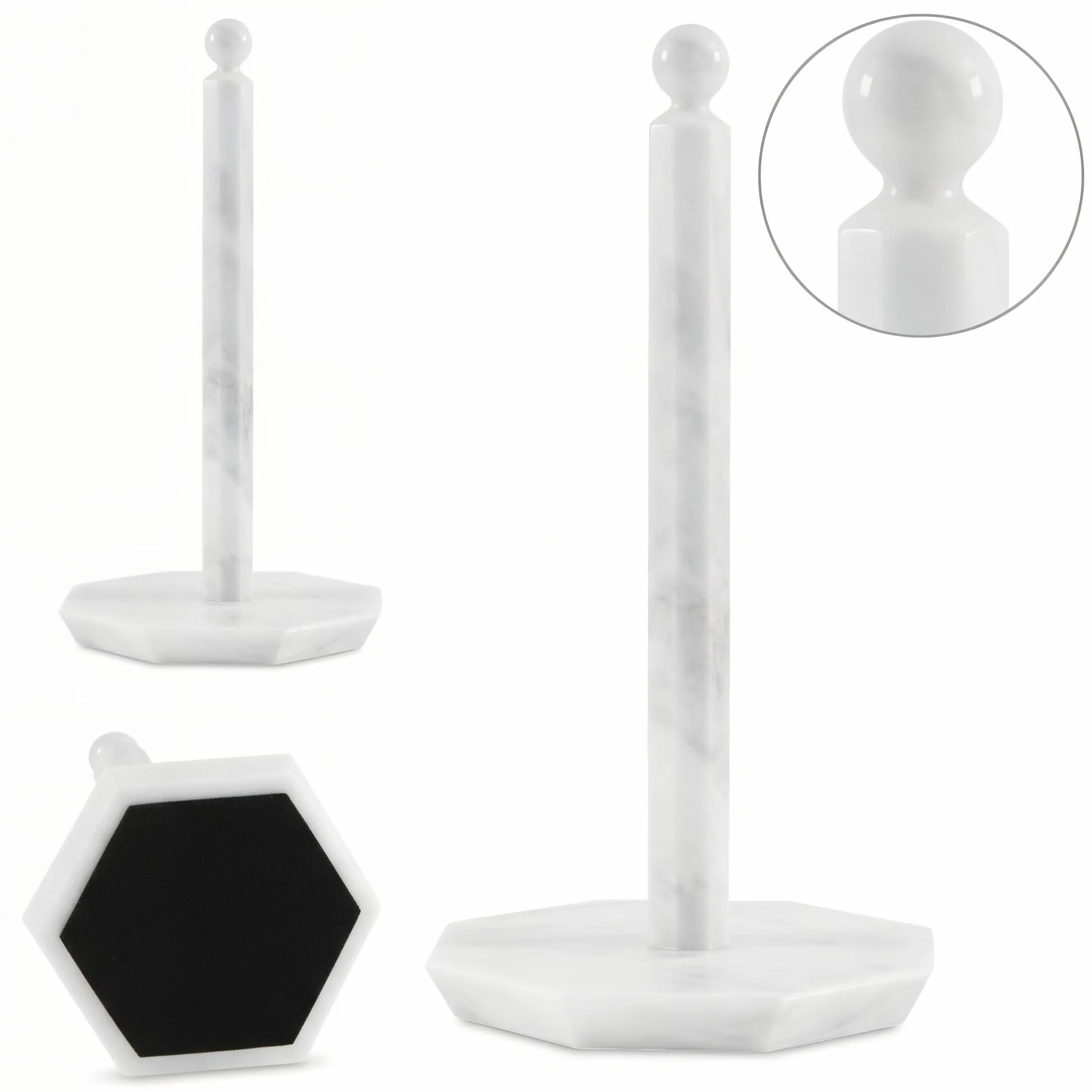 Soporte para toallas de papel de mármol blanco, 12.5 pulgadas, hecho a mano, para cocina y decoración