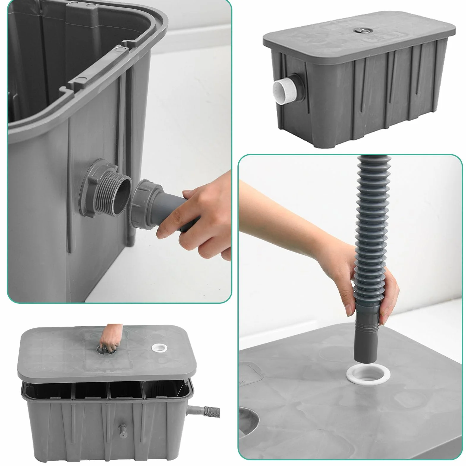 Separador De Grasa Comercial Para Instalación Bajo Encimera, Separador De Agua Y Aceite De Plástico De 15/29/41 Litros, Entrada De 3-4 Cm, A Prueba De Olores Para Fregadero De Cocina ,65*35*31CM,Left