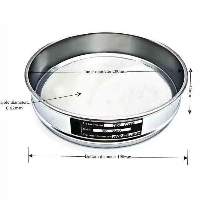 Tamiz de prueba de acero inoxidable 304, 20 cm de diámetro, filtro de laboratorio de precisión for análisis preciso, 1 unidad(700 Mesh 0.02mm)