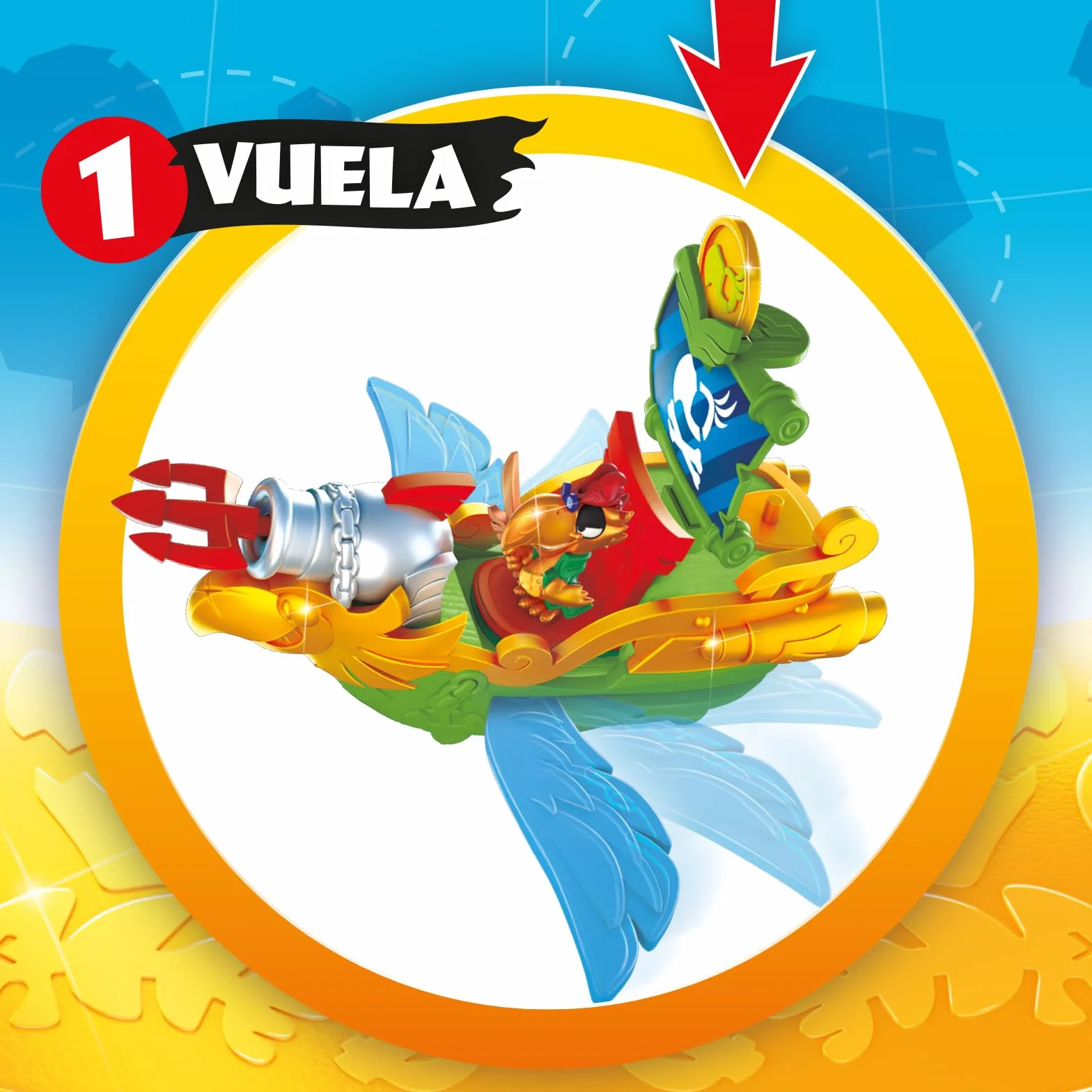 PIRATIX Adventure World Sky Hunter Barco Pirata Loro con Piratix Exclusivo y Tesoro