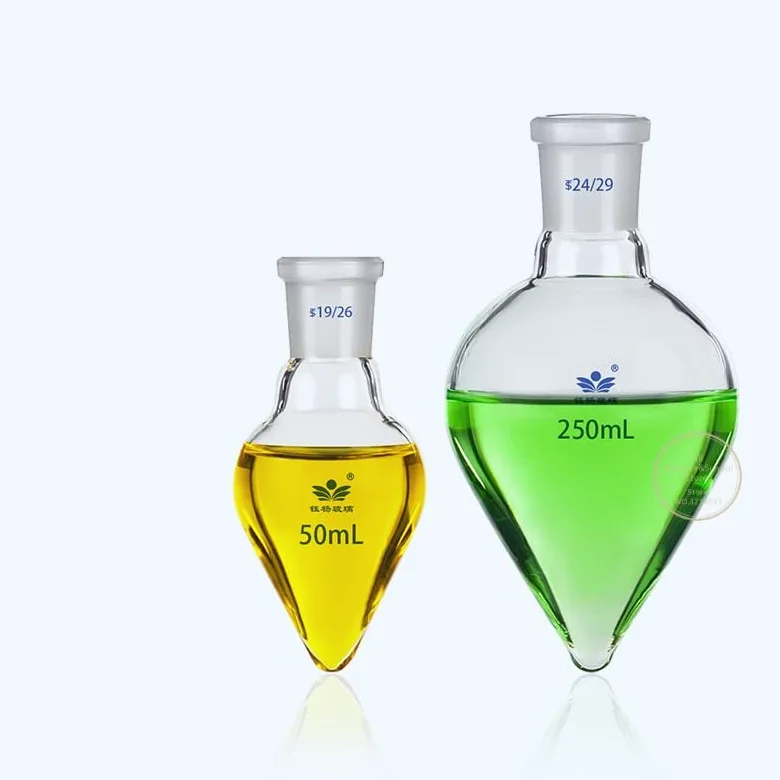 1 Unidad de Vidrio de borosilicato de Laboratorio Alto 50 ml-2000 ml Esmerilado estándar #19#24#29 Boca Espesar matraz de Vidrio con Fondo en Forma de V (Size : 1000ml celiber29)
