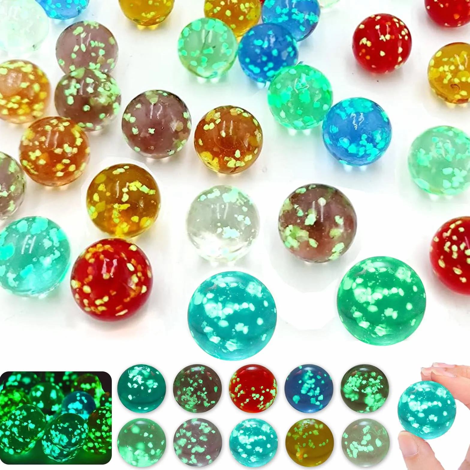 Canicas de Cristal Brillan en la Oscuridad 50 Piezas para Niños