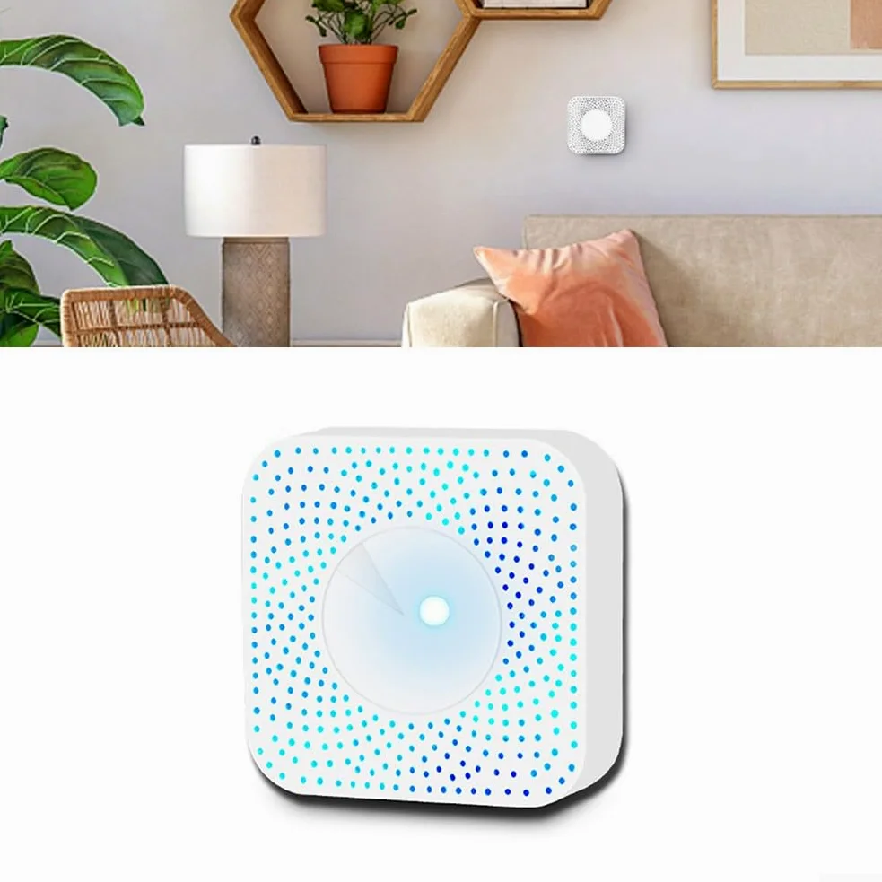 Probador de calidad del aire, para Tuya para Zigbee 6 en 1 Monitor de temperatura, humedad, PM2.5 y dióxido de carbono con control de voz compatible con Alexa y Google (para Zigbee)