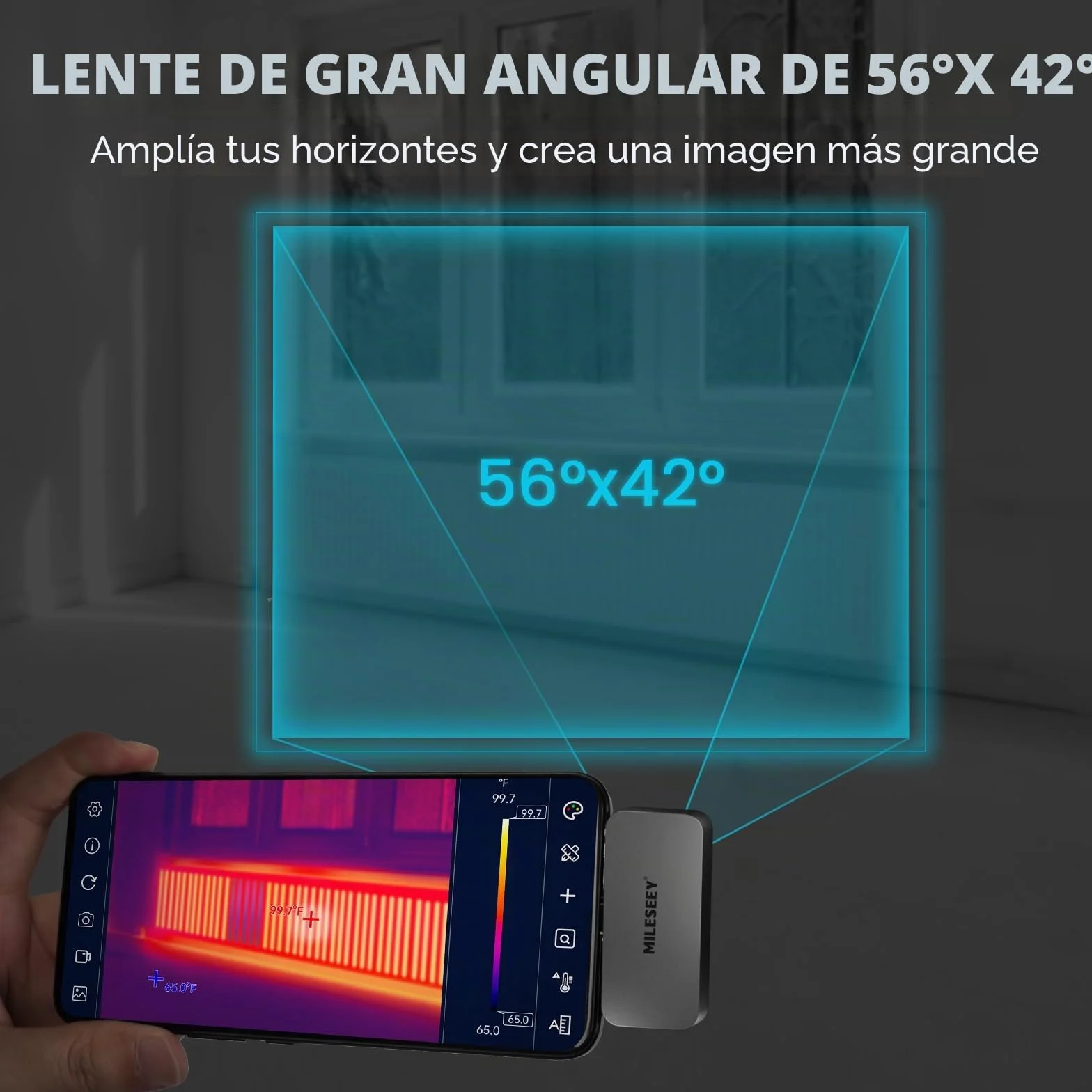 Mileseey TR256i Cámara Térmica para Android Tipo C, Carcasa Metálica de 20G, Rango de Medición de -15°C a 600°C, Resolución De 25 Hz, 256 x 192, 3 Mediciones de Calor y 11 Paletas