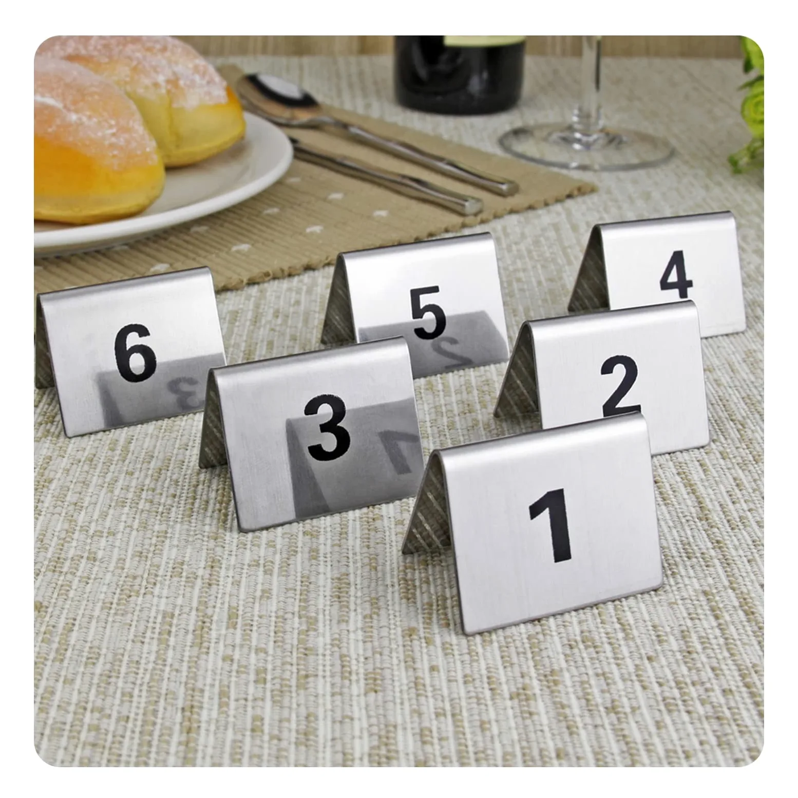V3VOGUE Números De Mesa De Carpa De Acero Inoxidable Estilo, Números De Doble Cara para Un Fácil Reconocimiento, 1 A 50/100 Signo De Número De Mesa para Boda/Restaurante/Cafés