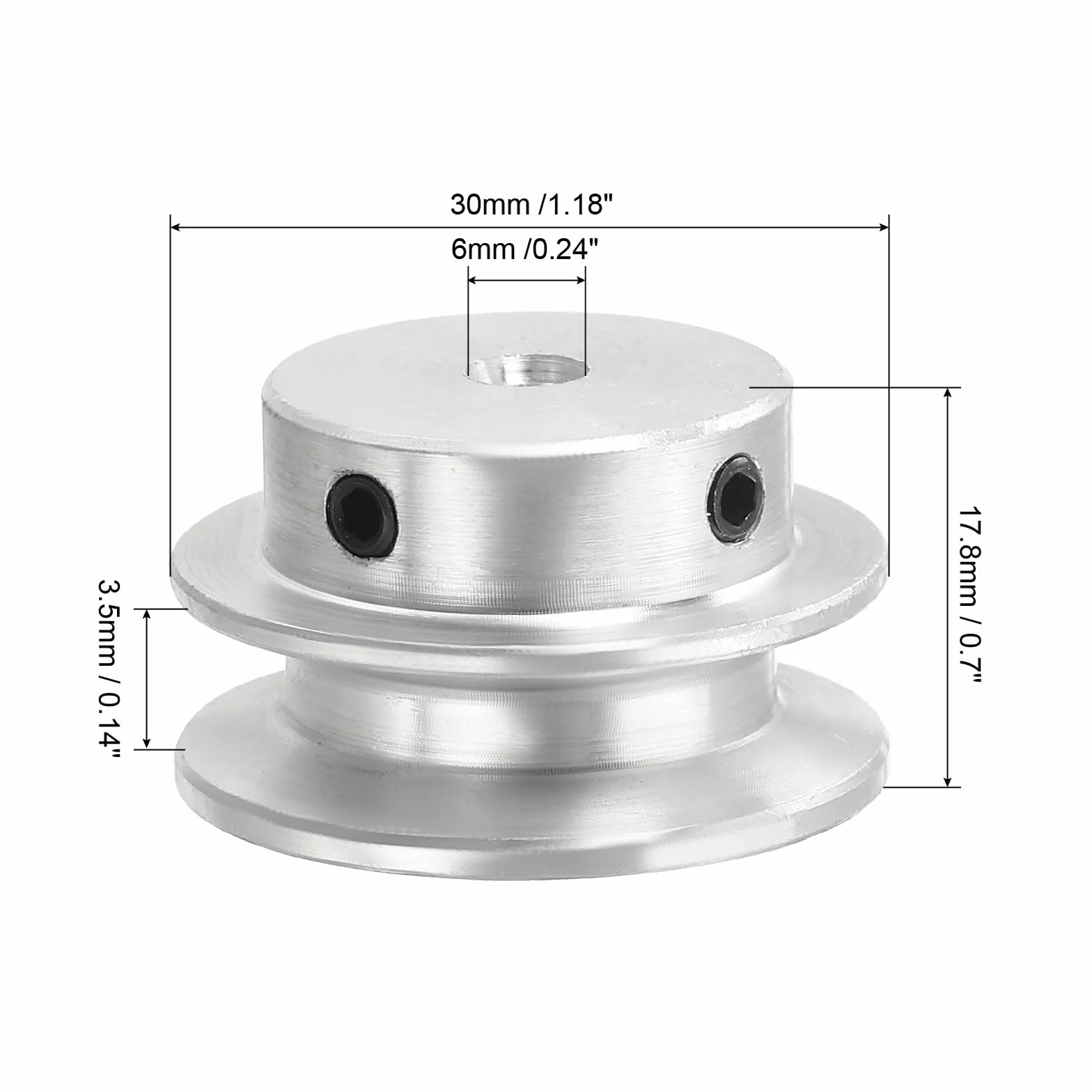 Polea Para Correa En V 6 Mm Diámetro Interior Fijo 30 Mm Diámetro Exterior Una Ranura Aleación Aluminio Transmisión