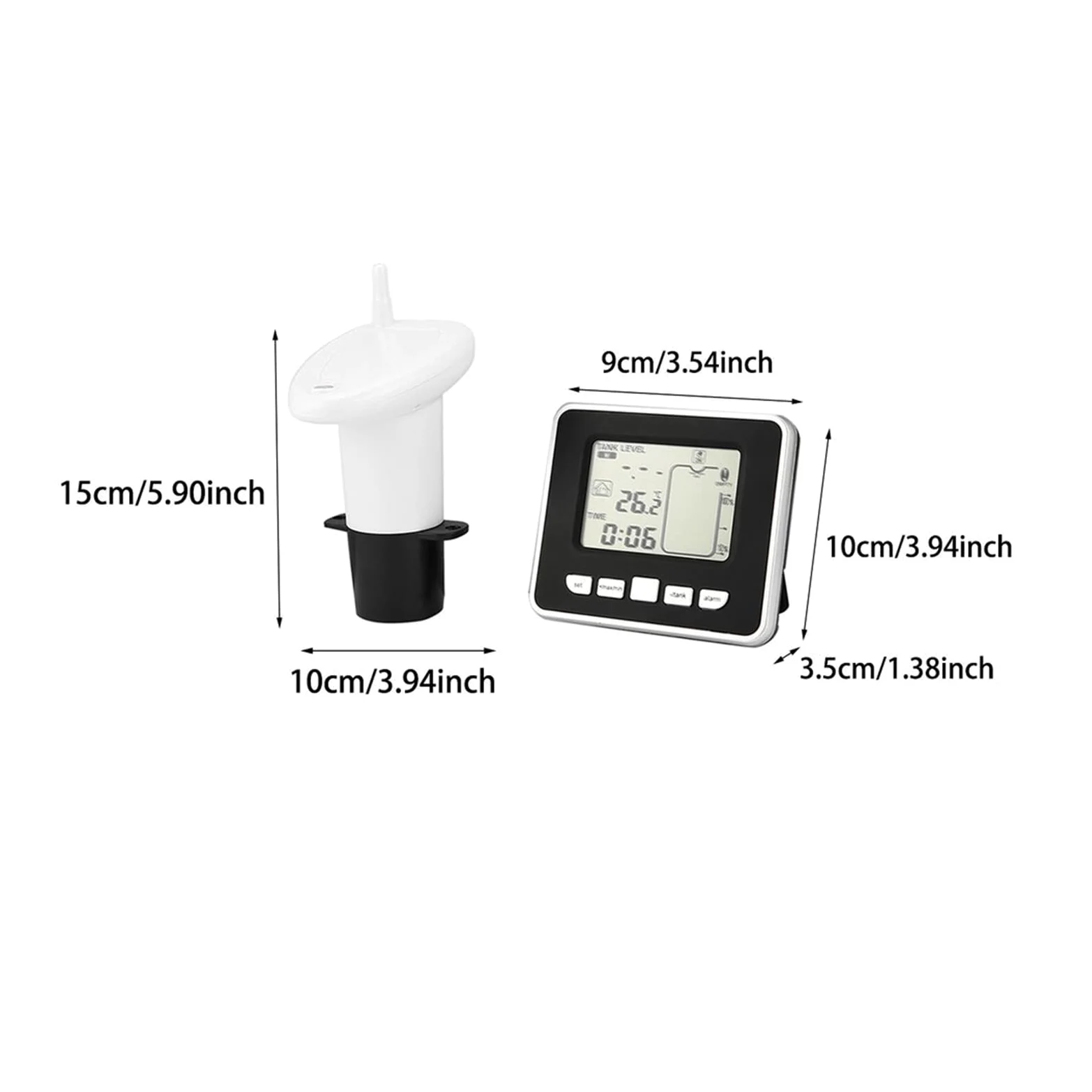 Medidor de nivel de agua, Sensor de medidor de nivel de profundidad líquida de tanque de agua inalámbrico ultrasónico con pantalla de temperatura con pantalla LED de 3,3 pulgadas