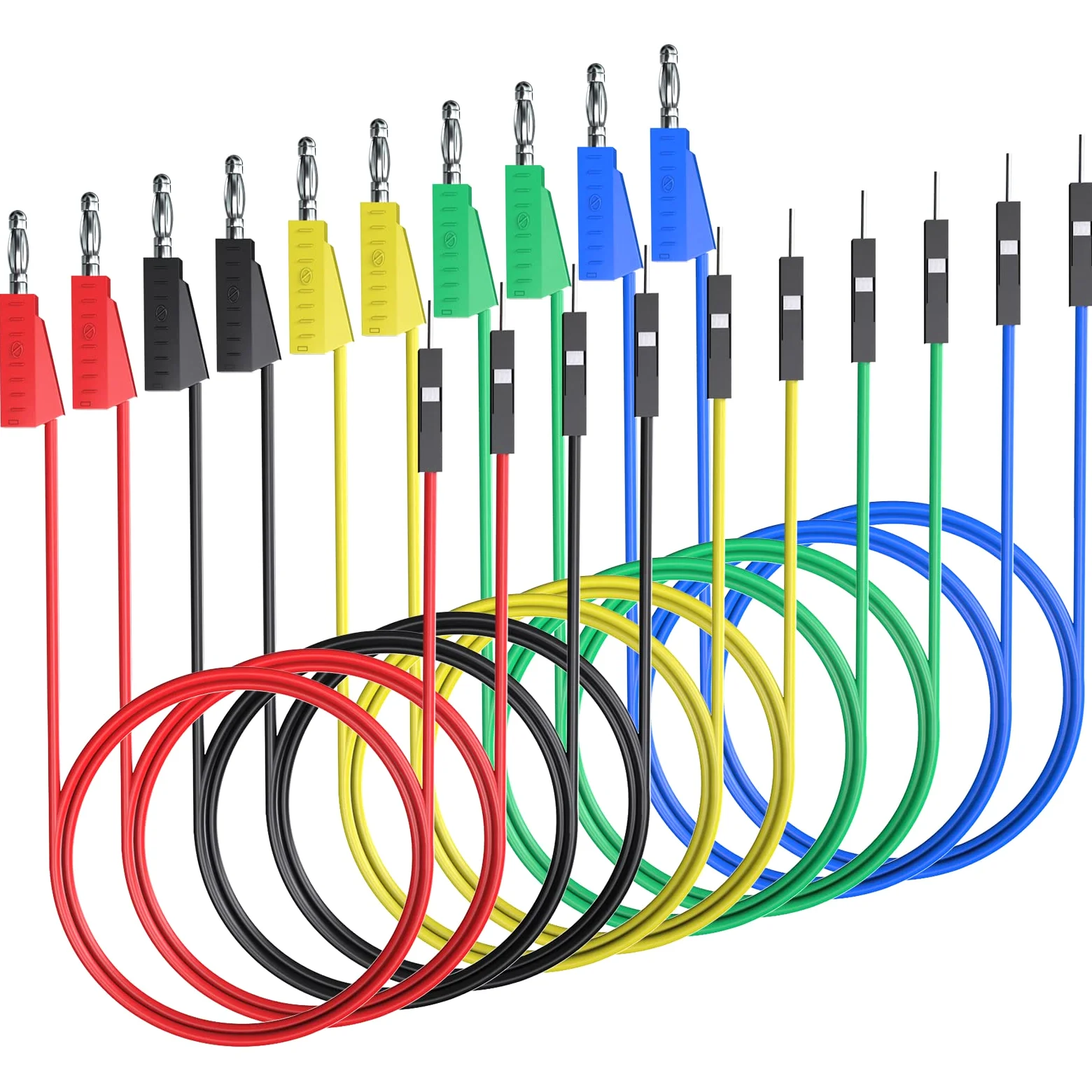 Goupchn apilable Banana Plug to Breadboard Macho Jumper Alambres Suave Flexible Silicona Conectores Electricos Prueba Conduce para Prueba Eléctrica