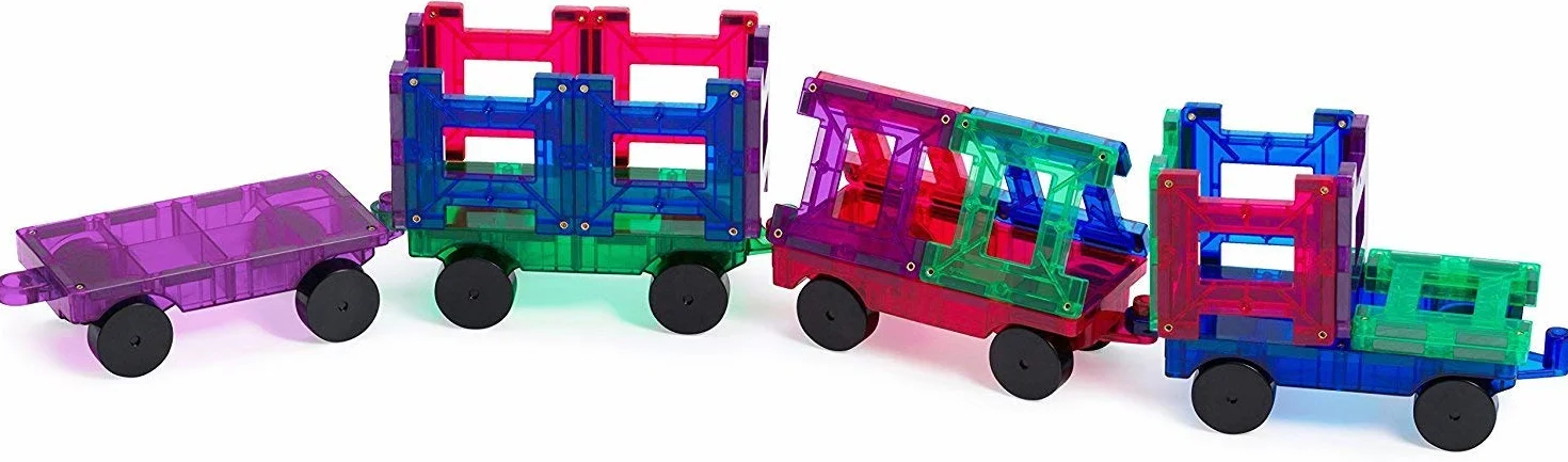 Playmags 20 Piezas Juego de Tren con Imanes Fuertes y Azulejos de Color Vívido