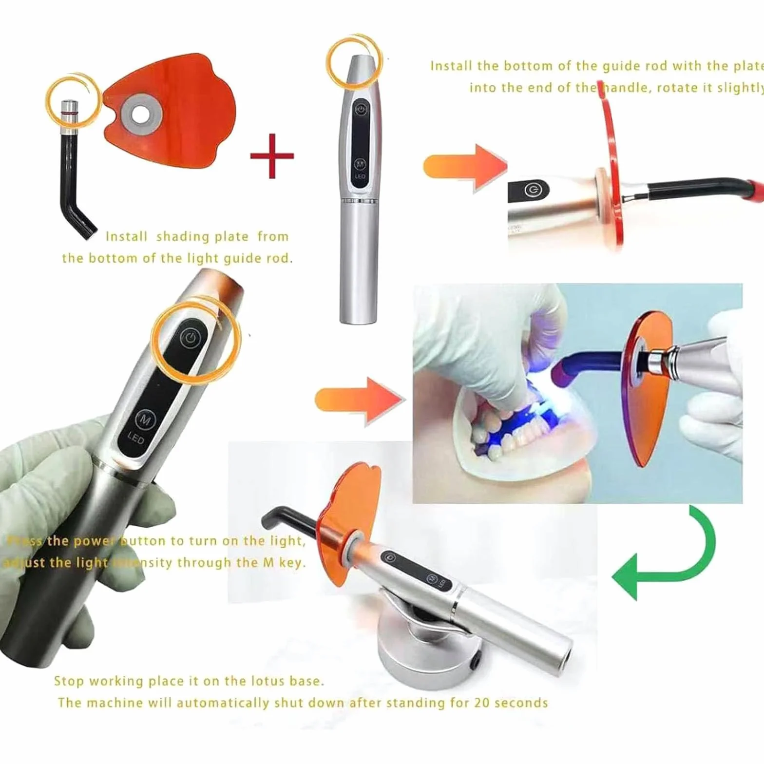 Kit de gemas de dientes - Máquina de curado UV LED con modos de flash ajustables